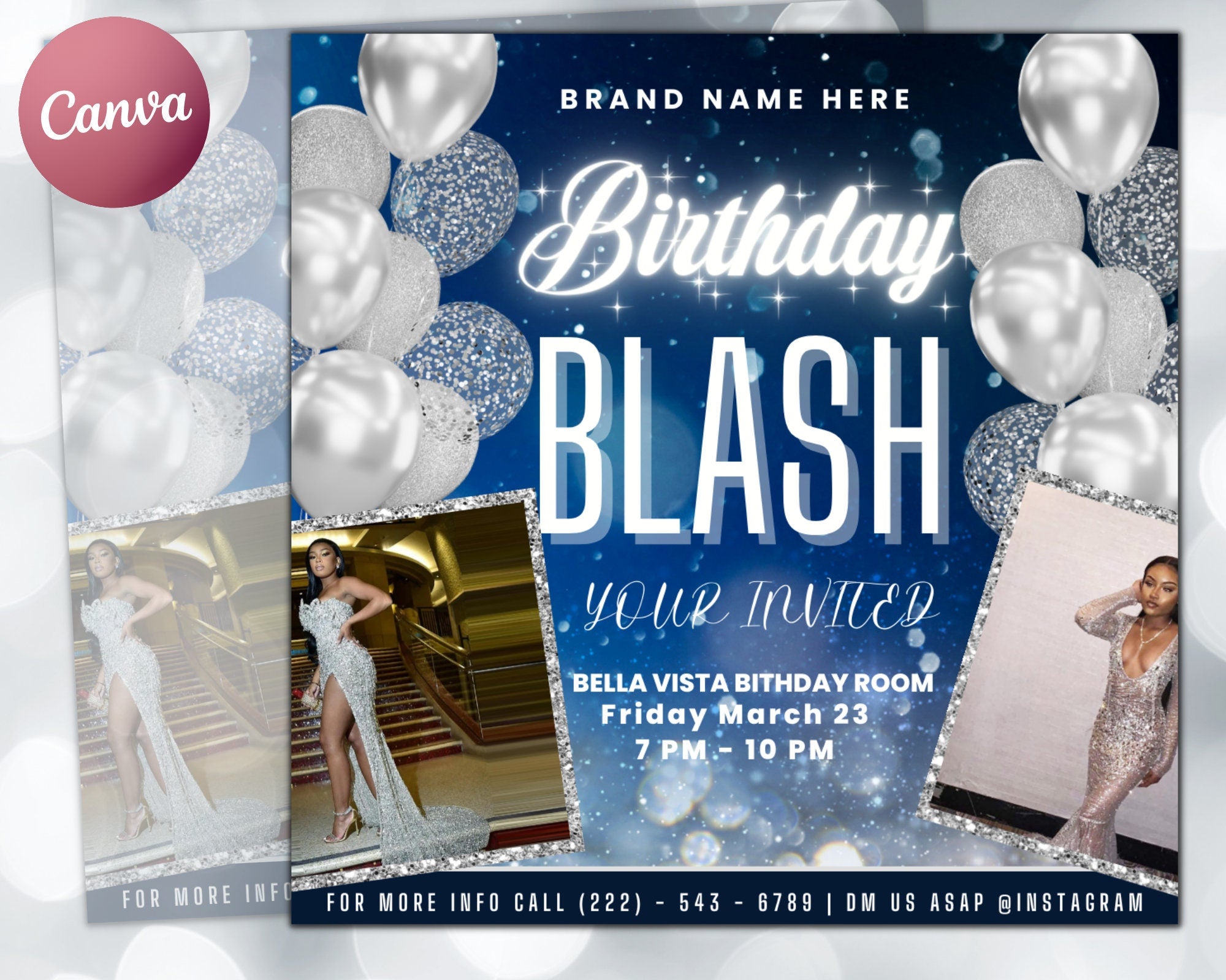 Birthday Bash Flyer, Birthday Flyer Girl, DIY Flyer Template Design, B