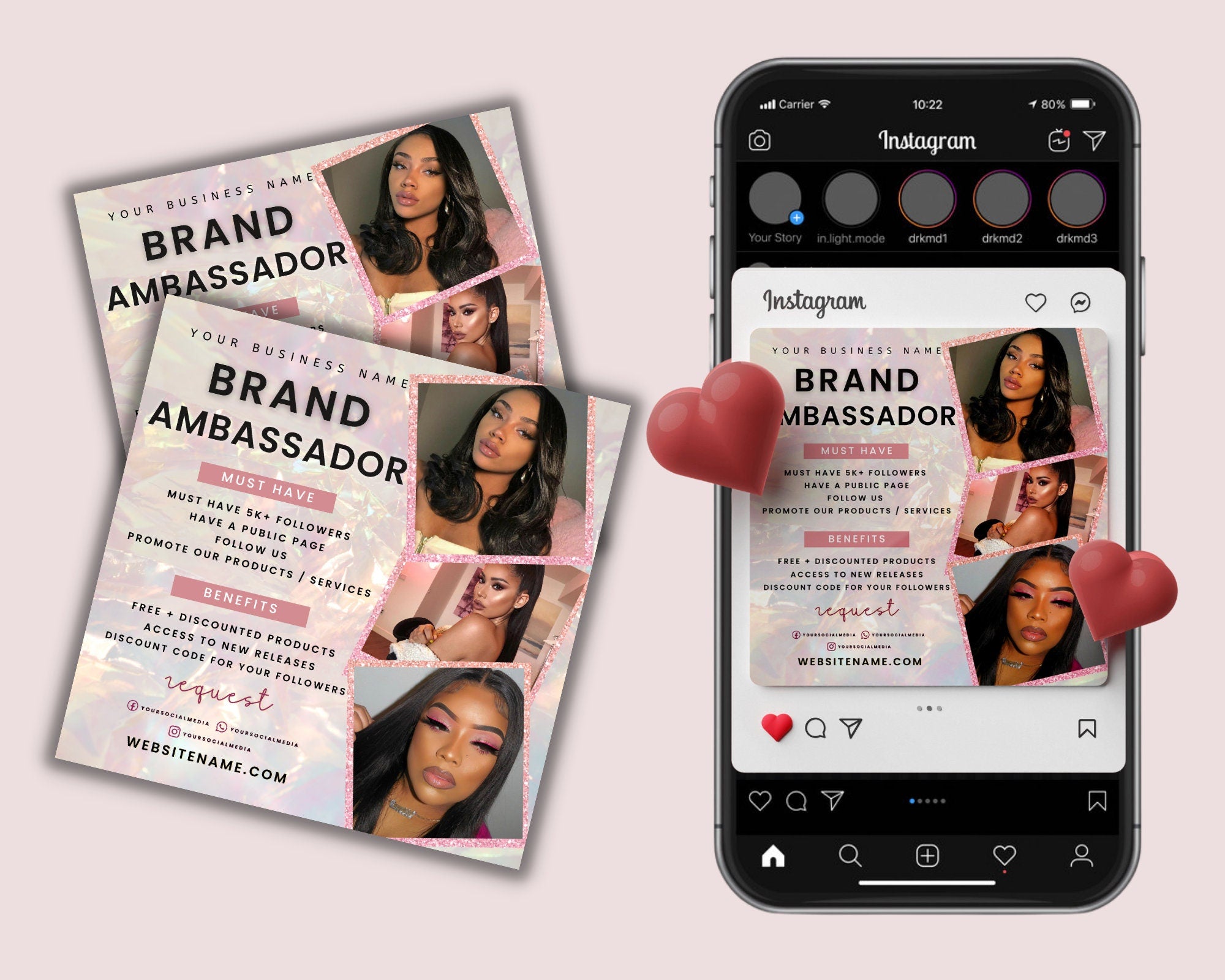 Ambassador Flyer Template, Brand Ambassador Flyer Template, Makeup Ambassador Template For Branding Your Business