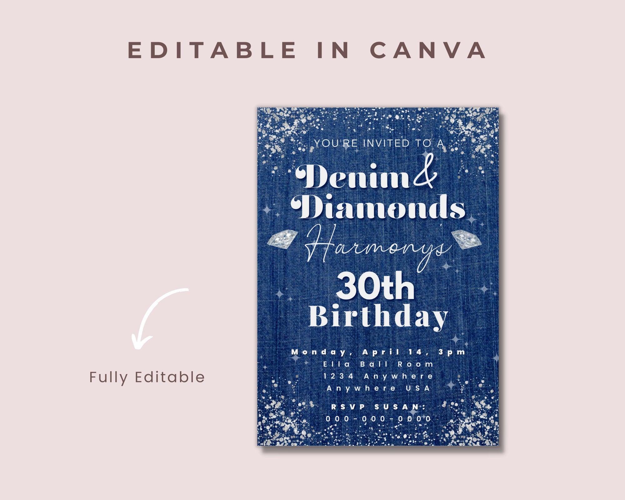Night Out Invitation Template, Denim Diamonds, Ladies Night Out, Birthday Invitation, Bling Fling, Invitations, Tennis Shoes, Lace, Sneakers