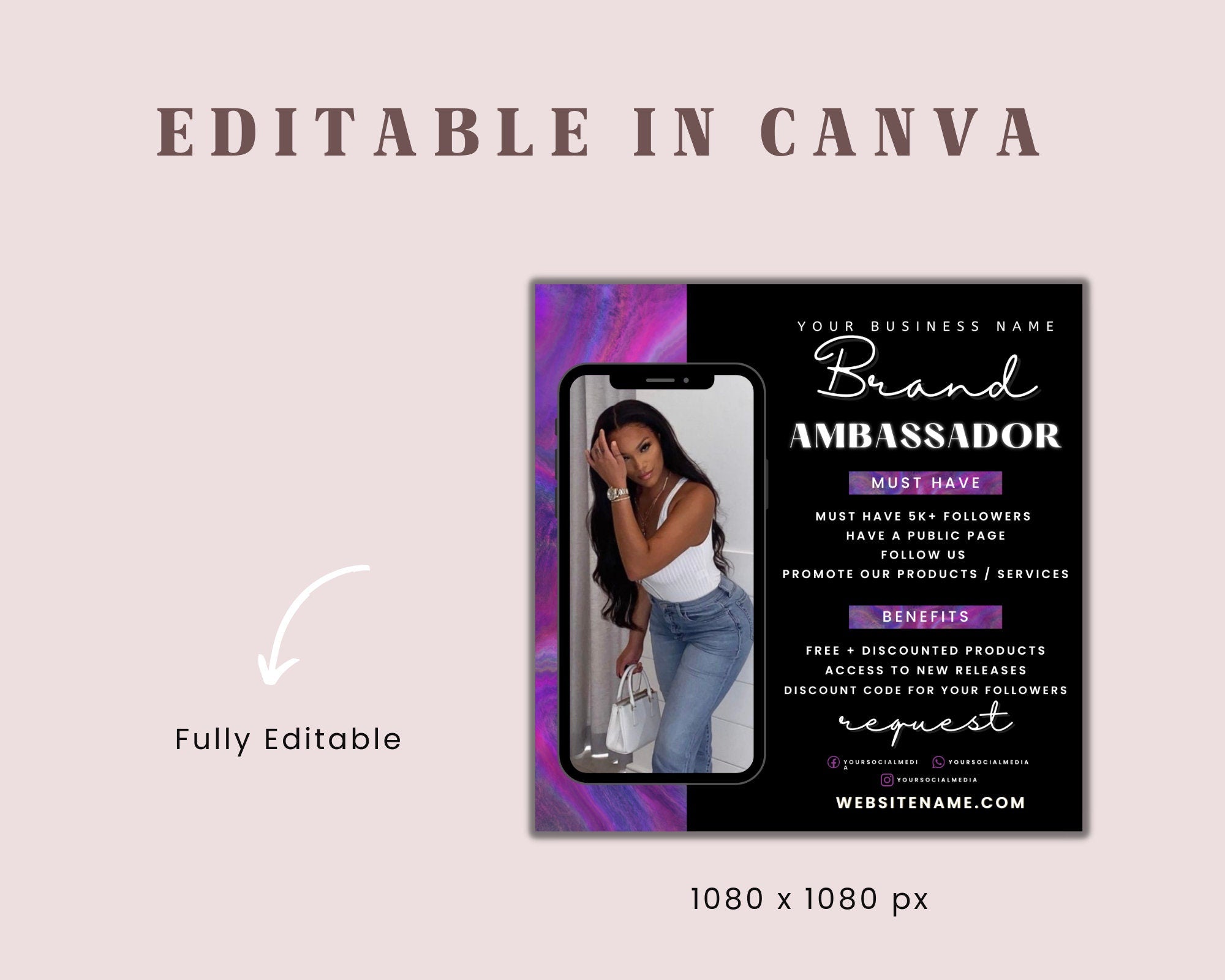 Makeup Ambassador, Ambassador Flyer Template,Brand Ambassador Flyer Template, Makeup Ambassador Template For Branding Your Business