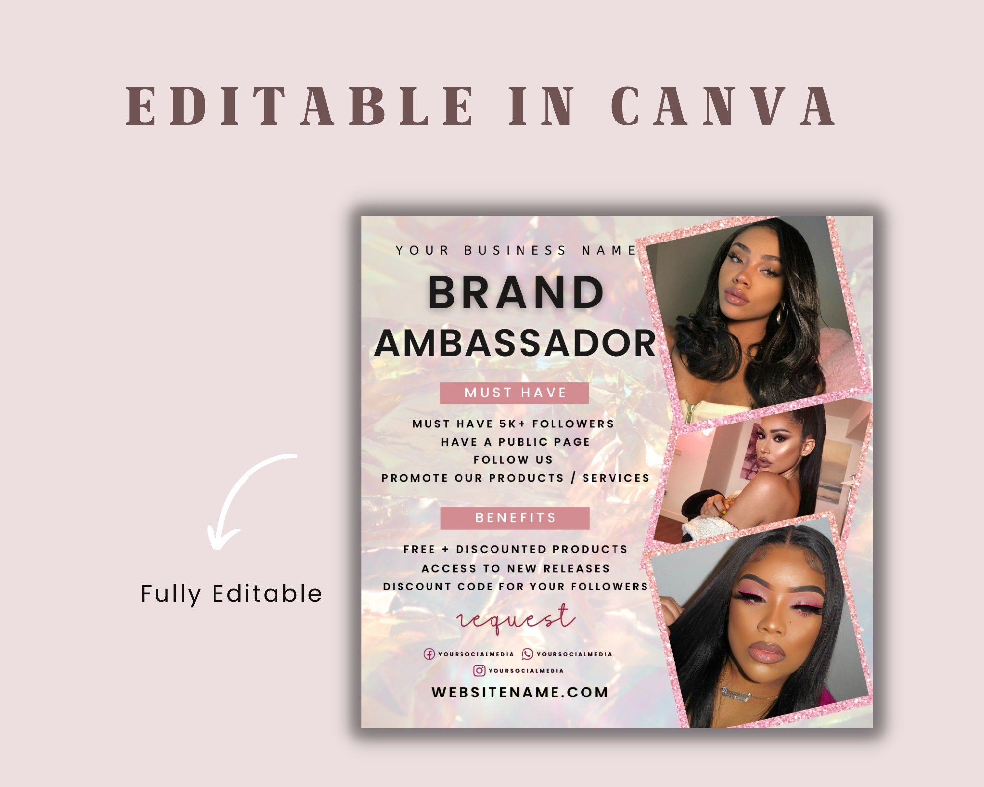 Ambassador Flyer Template, Brand Ambassador Flyer Template, Makeup Ambassador Template For Branding Your Business