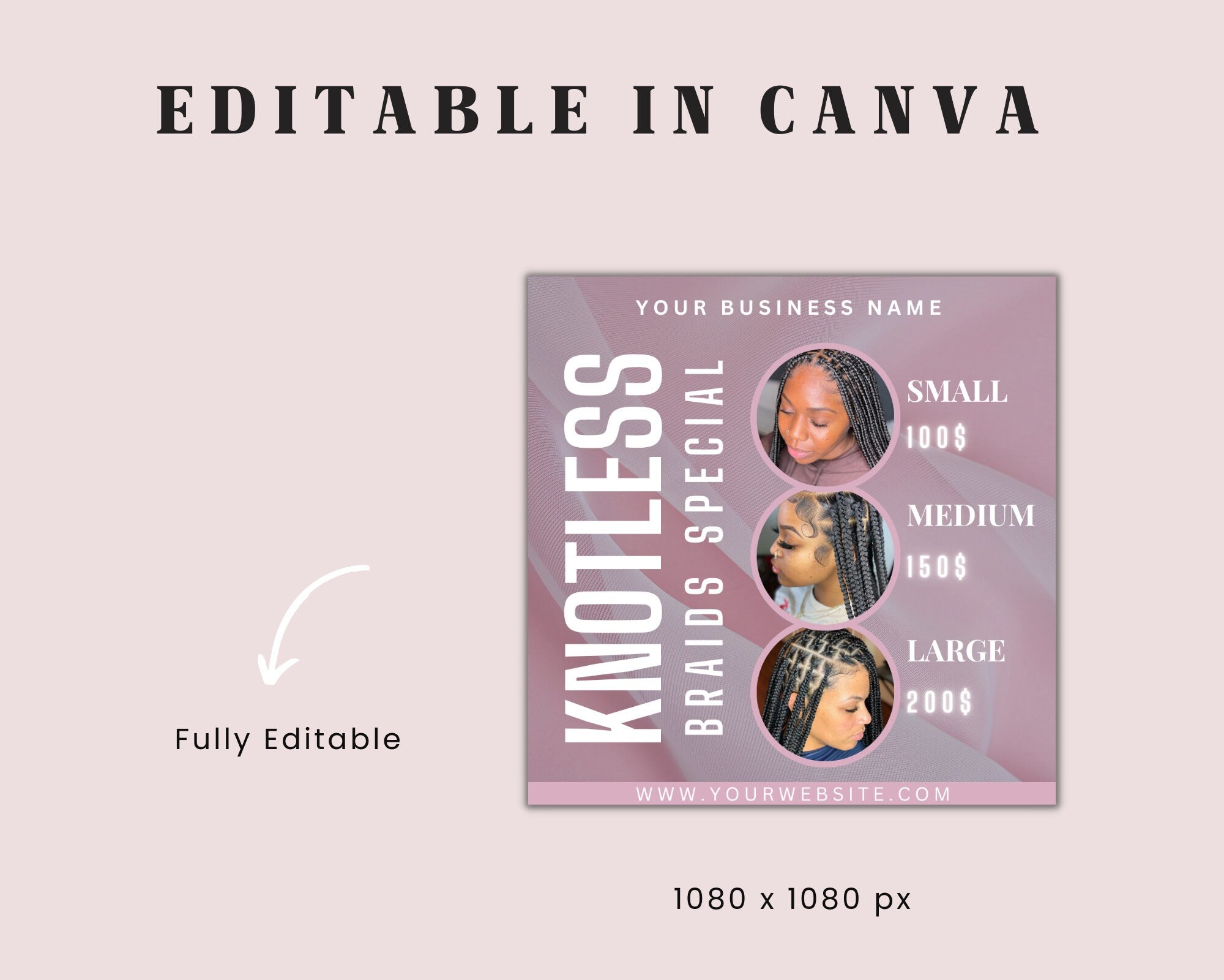 Knotless Braids Flyer, Braid Special Flyer, Braids Flyer, Hair Pricing Flyer, Wig Flyer, Hair Sale Flyer, Beauty Flyer, Braids