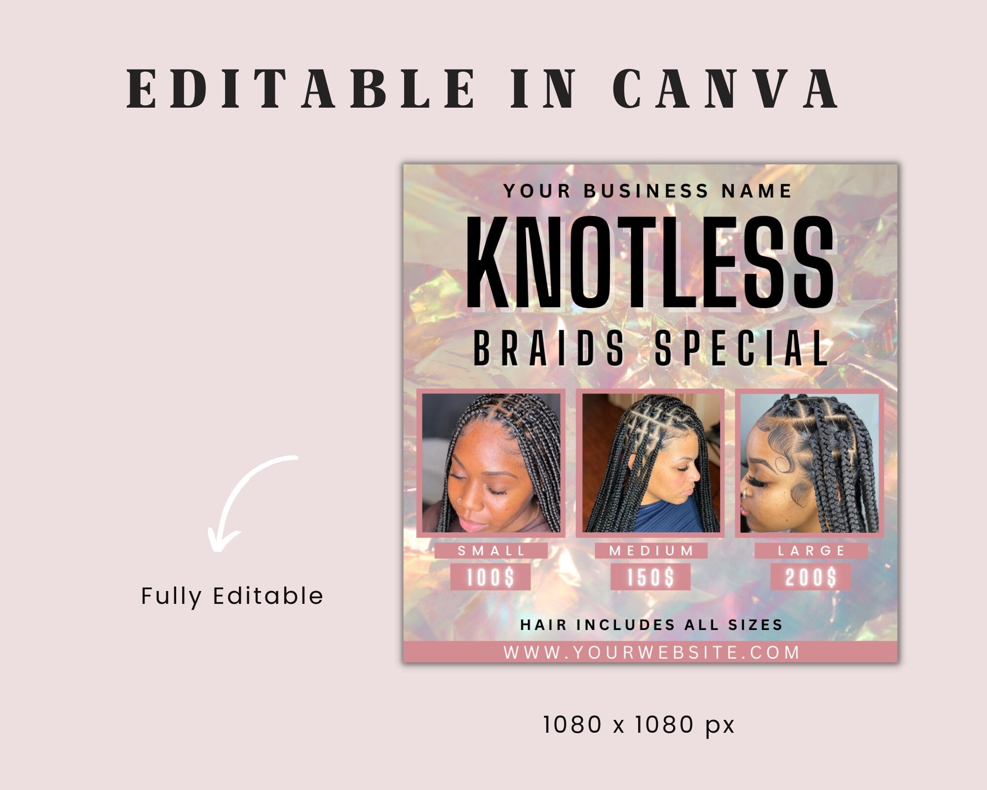 Braids Flyer, Braid Special Flyer, Knotless Braids Flyer, Braids Flyer, Hair Pricing Flyer, Wig Flyer, Hair Sale Flyer, Beauty Flyer