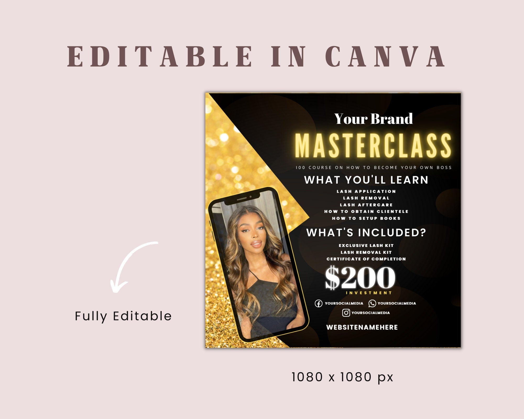Masterclass Makeup Branding Template,Masterclass Social Media Template,Masterclass Social Media Flyer, Social Media Flyer,