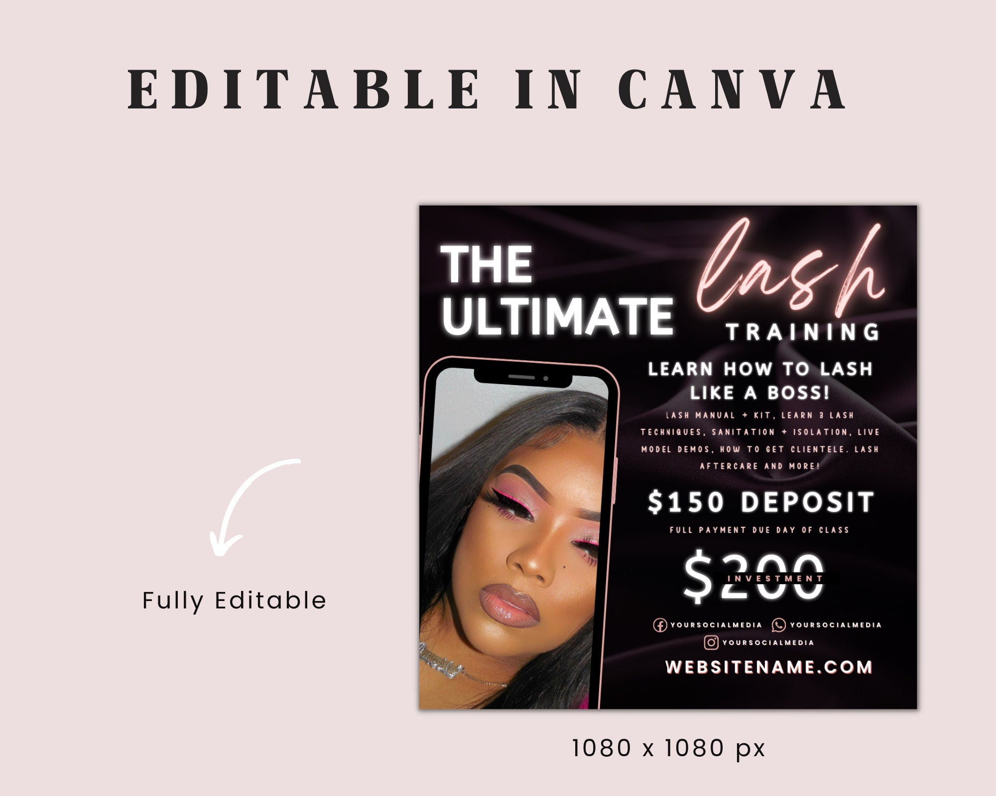 Lash Course Flyer,Lash Training Class Flyer,minimal flyer,lash training,Course Flyer,Lash Tech Flyer