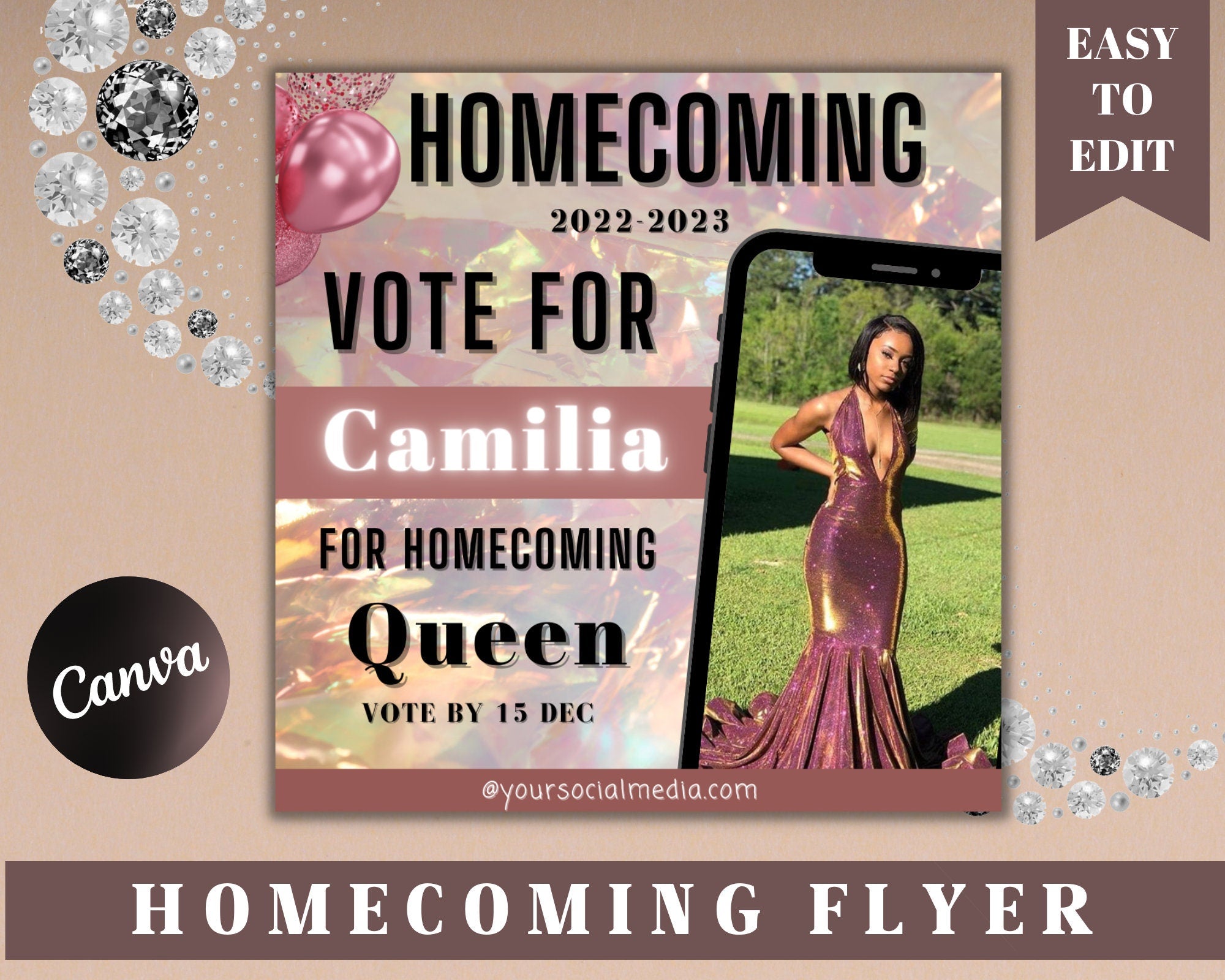 Homecoming Queen Vote Flyer, Homecoming Sale, School Flyer, Class Flyer, Homecoming Campaign, Homecoming Court, Homecoming Flyer