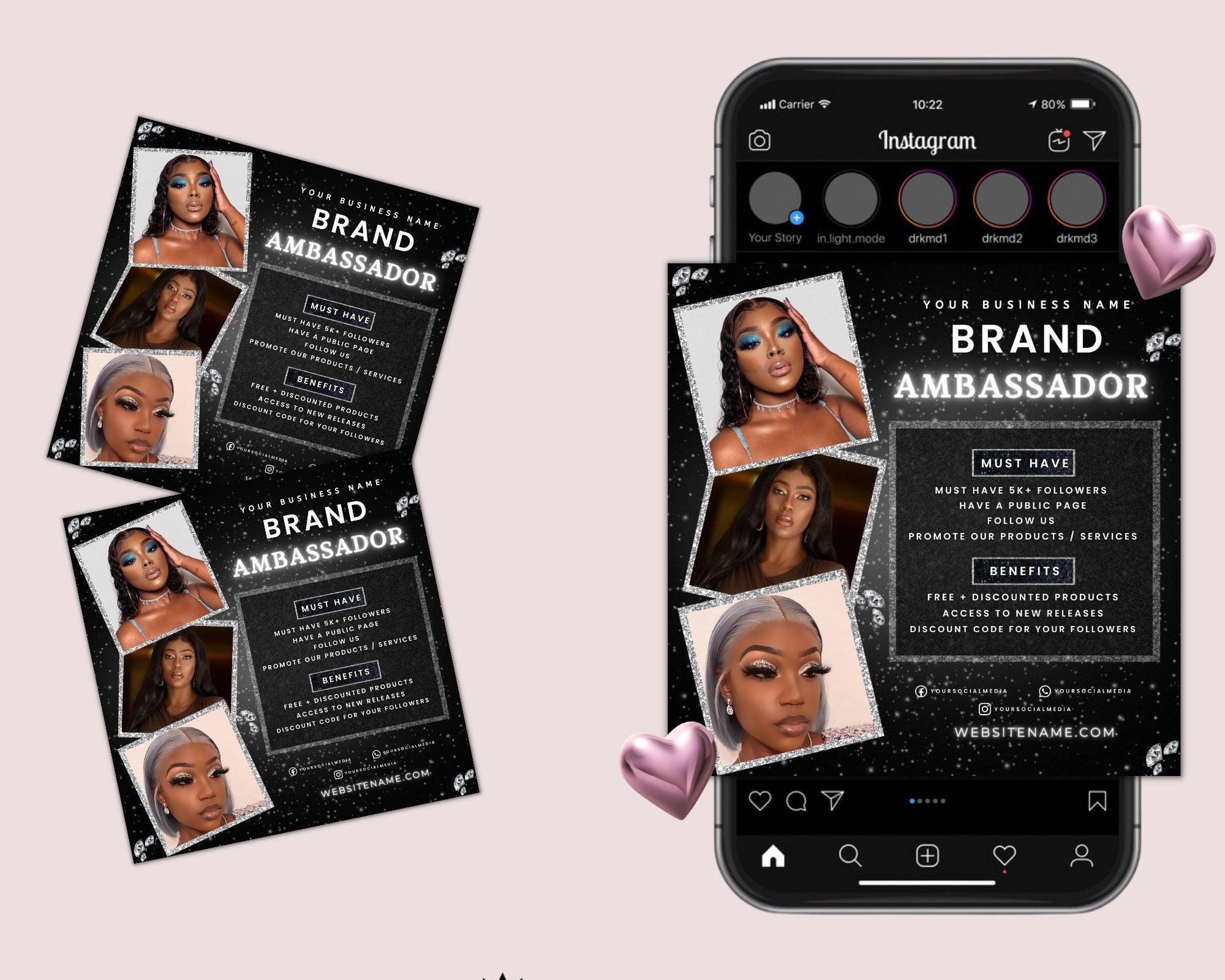 Ambassador Flyer Template, Brand Ambassador Flyer, Lash Ambassador, Makeup Ambassador, Brand Exposure, Ambassador Contract