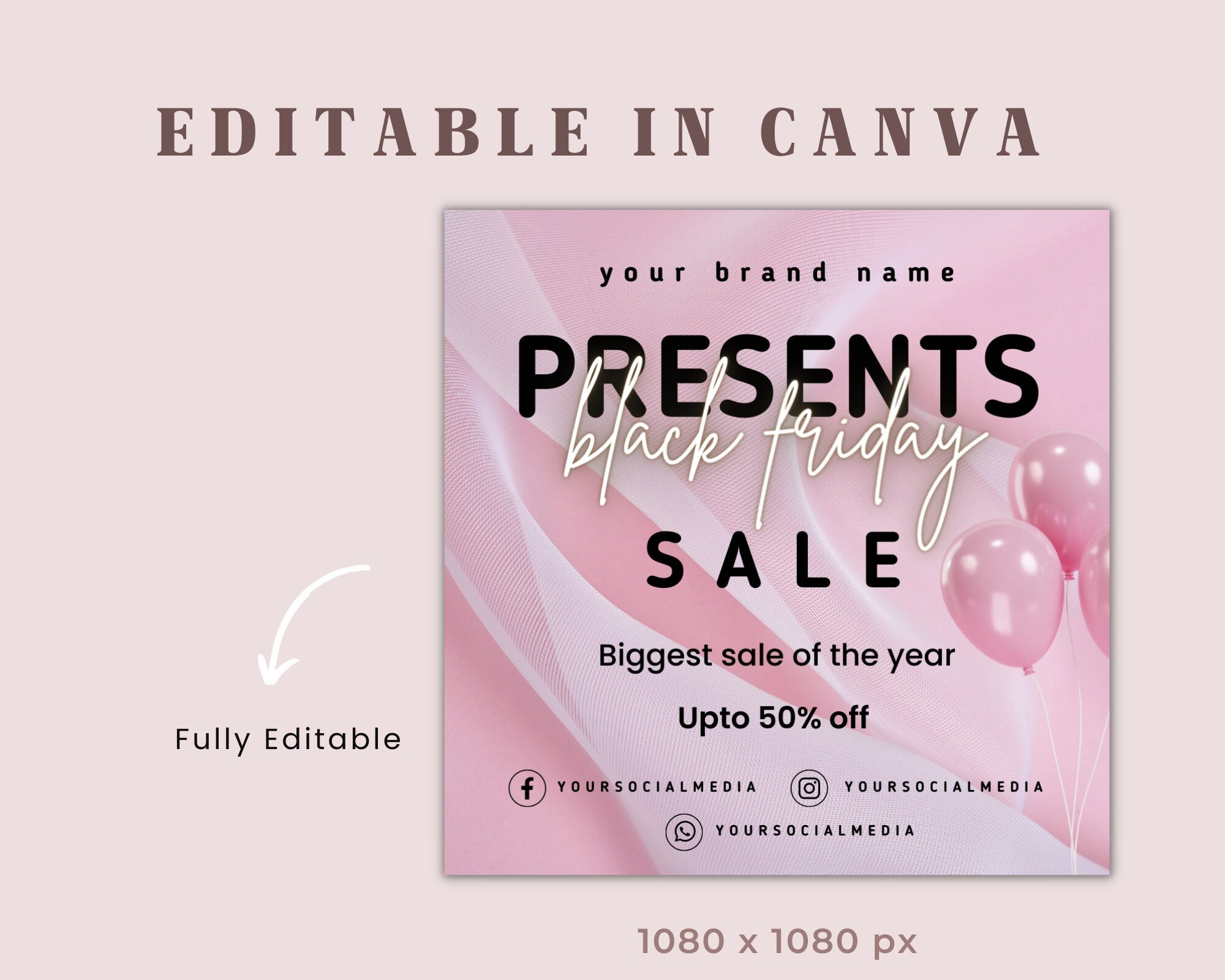 Editable Black Friday Sale, Pink Friday Flyer, Flash Sale Flyer, Book Now Flyer, Instagram Template, Black Friday Offer, Fall Sale Flyer