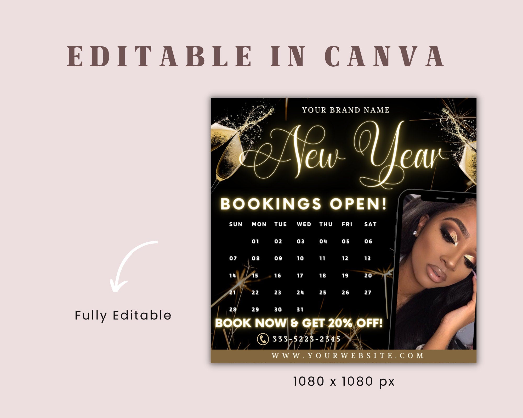 New Year Booking Flyer, Book Now Flyer, Holiday Bookings, Holiday Flyer, Holiday Sale, Holiday Season Flyer, Lash Sale Flyer, New Year Flyer