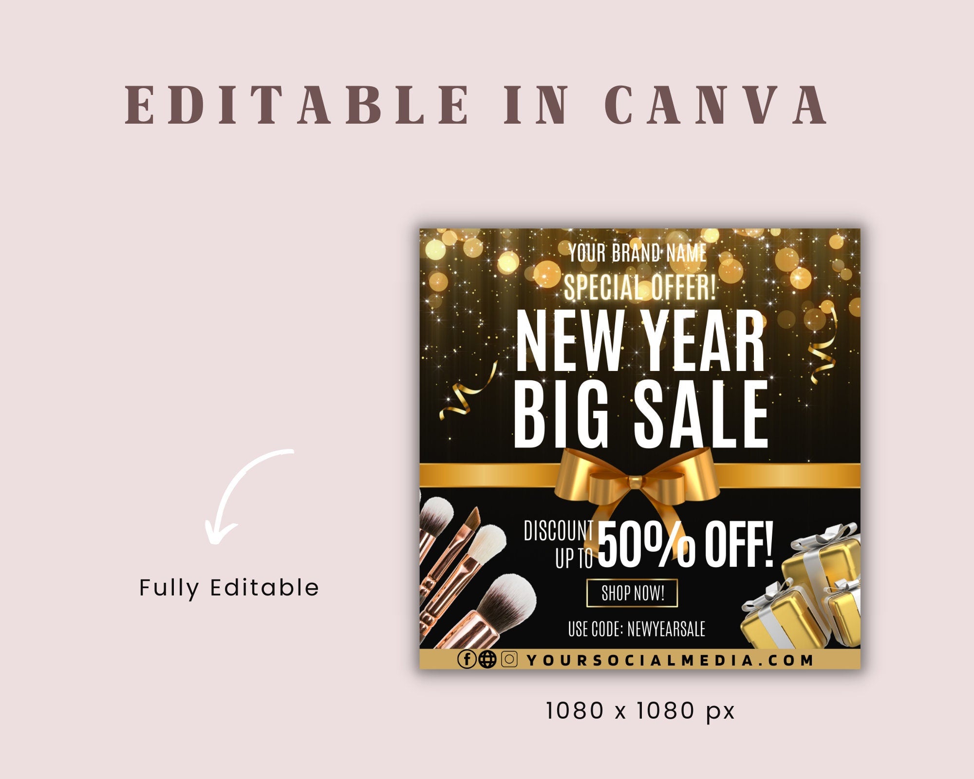 New Year Sale Flyer, Holiday Sale Flyer, Social Media Flyer, New Year Booking, Pre Made Flyer, Flash Sale Flyer