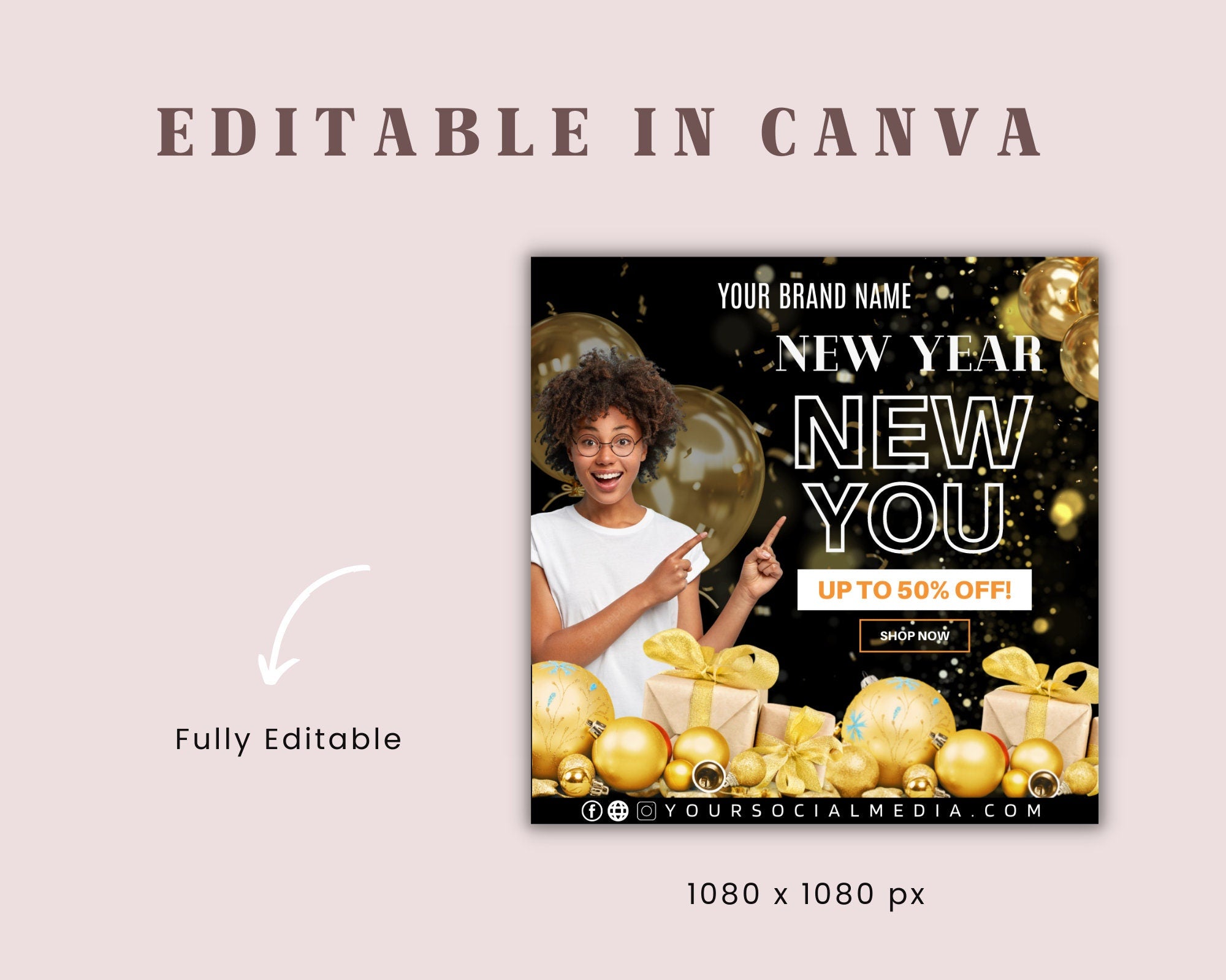 New Year Sale Flyer, Holiday Flyer, Holiday Sale Flyer, Makeup Flyer, New Year Flyer, New Year Invitation, Social Media Flyer