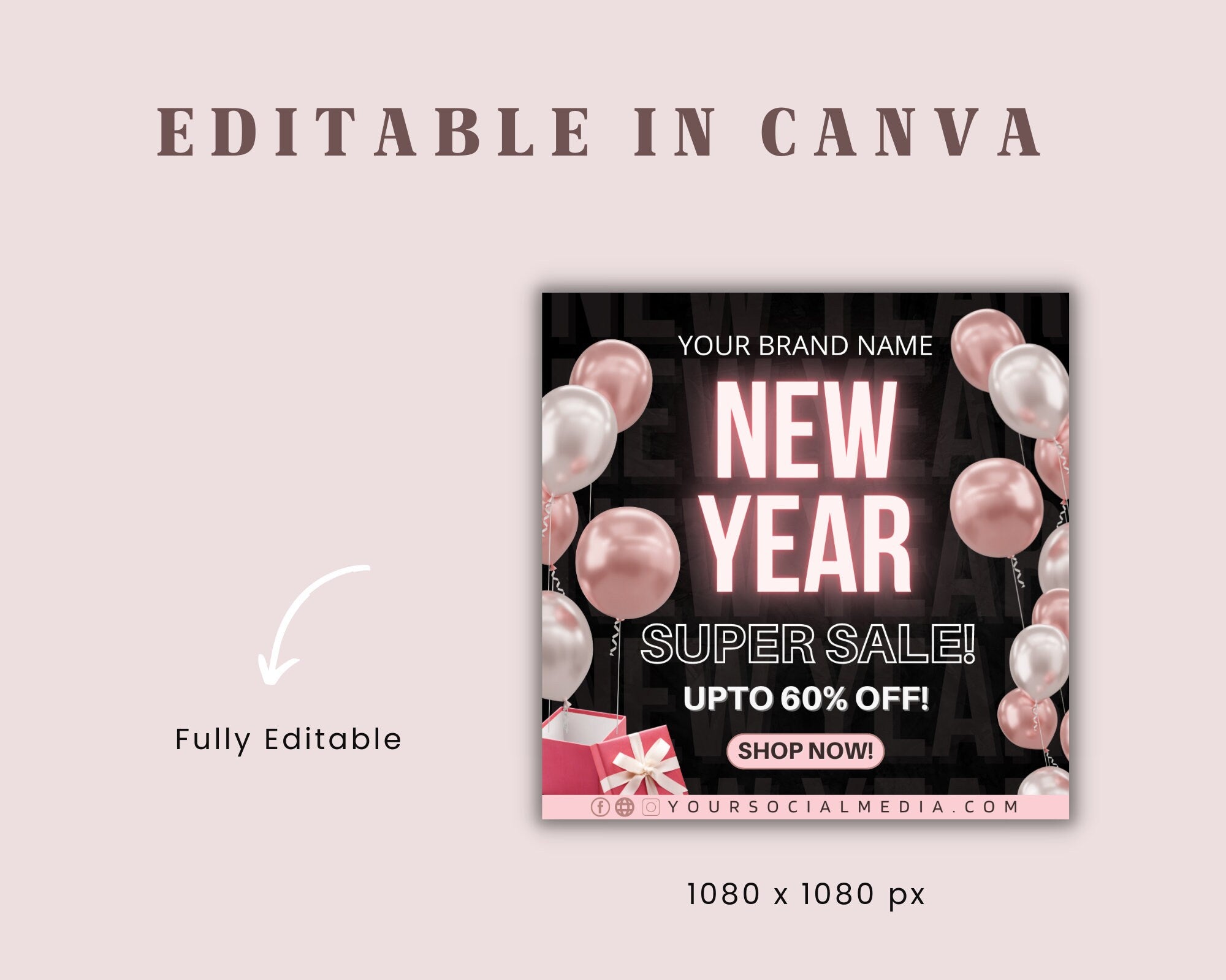 New Year Sale Flyer Template, Holiday Sale Flyer, Social Media Flyer, New Year Booking, Pre Made Flyer, Flash Sale Flyer