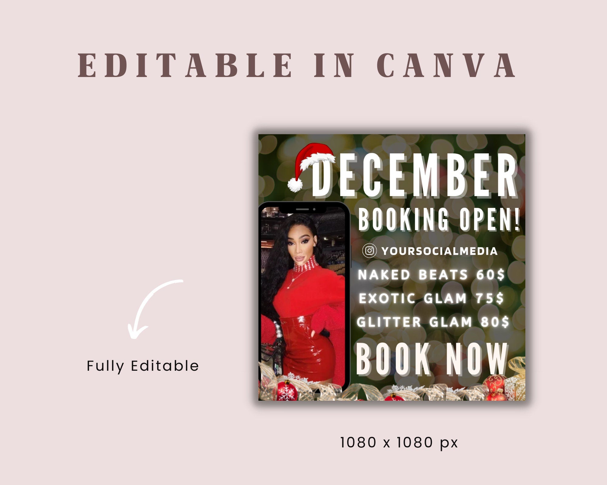 December Book Now Flyer, Bookings Open Flyer, Christmas Flyer, Appointments Flyer, Available Flyer, Holiday Flyer, Social Media Flyer