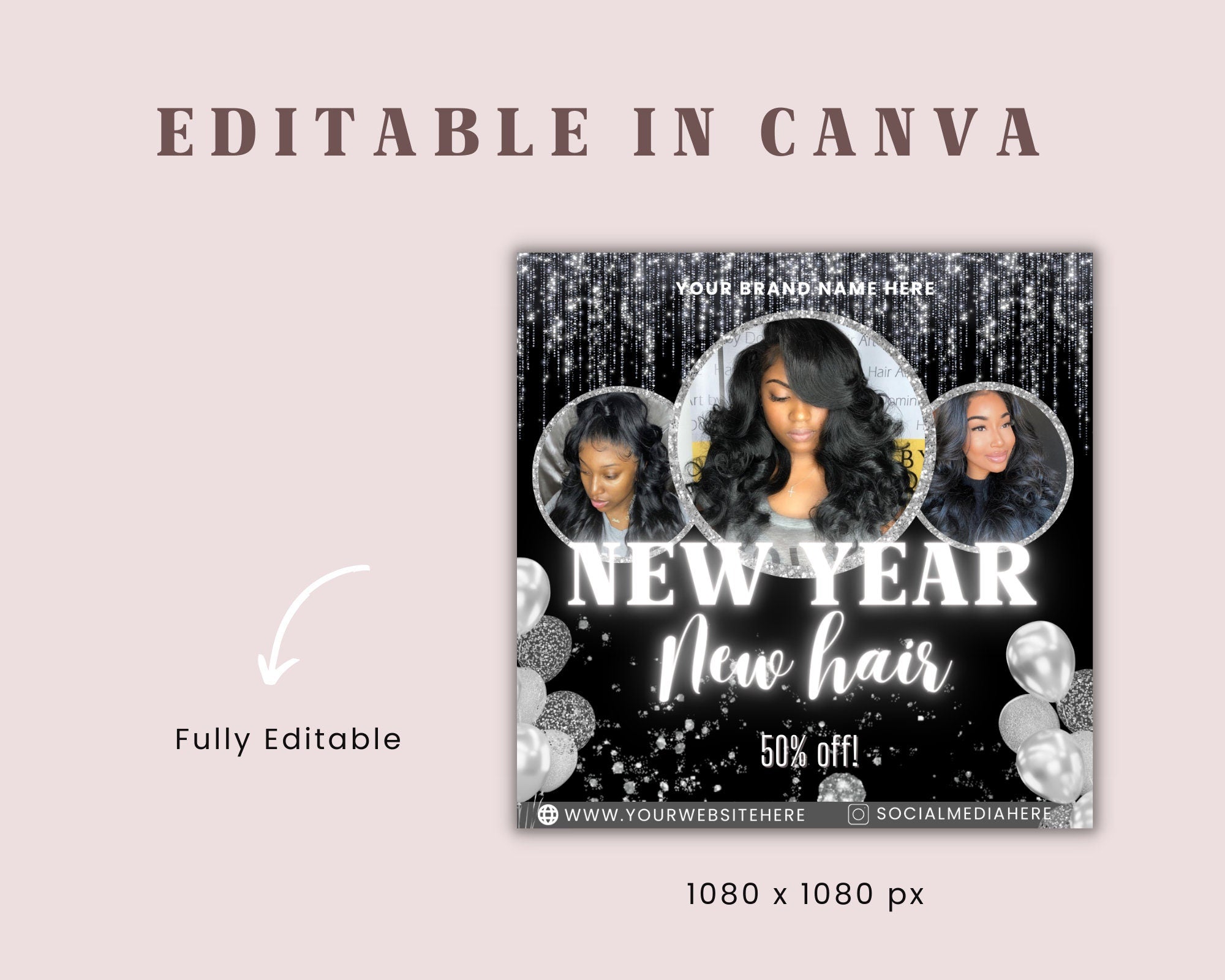 New Year Booking Flyer, Booking Flyer, Social Media Flyer, Diy Flyer, Holiday Flyer, Instagram Post, Book Now Flyer, Hair Flyer