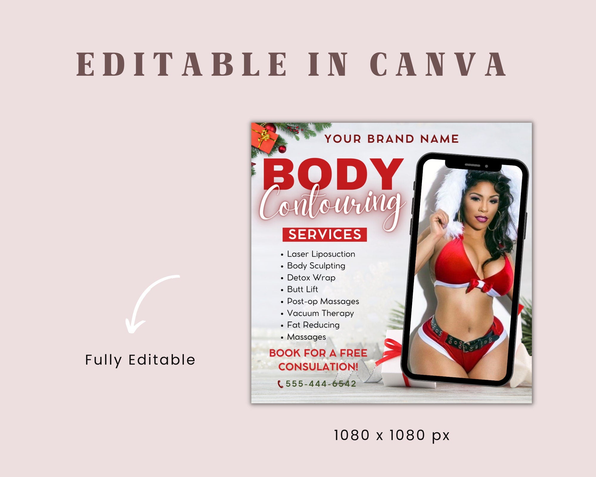 Christmas Body Contouring Flyer, Christmas flyer, Body Contouring Christmas DIY Flyer, Body Sculpting Flyer, Body Contour Flyer