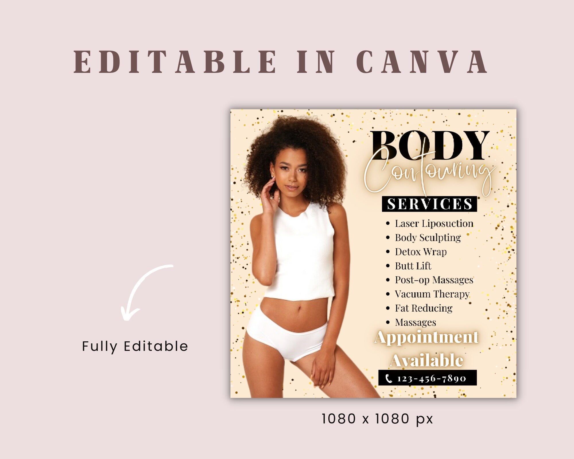 Body Contour Flyer, Body Contouring Flyer, DIY Flyer Template, Body Spa Flyer, Body Sculpting Flyer, Social Media Flyer