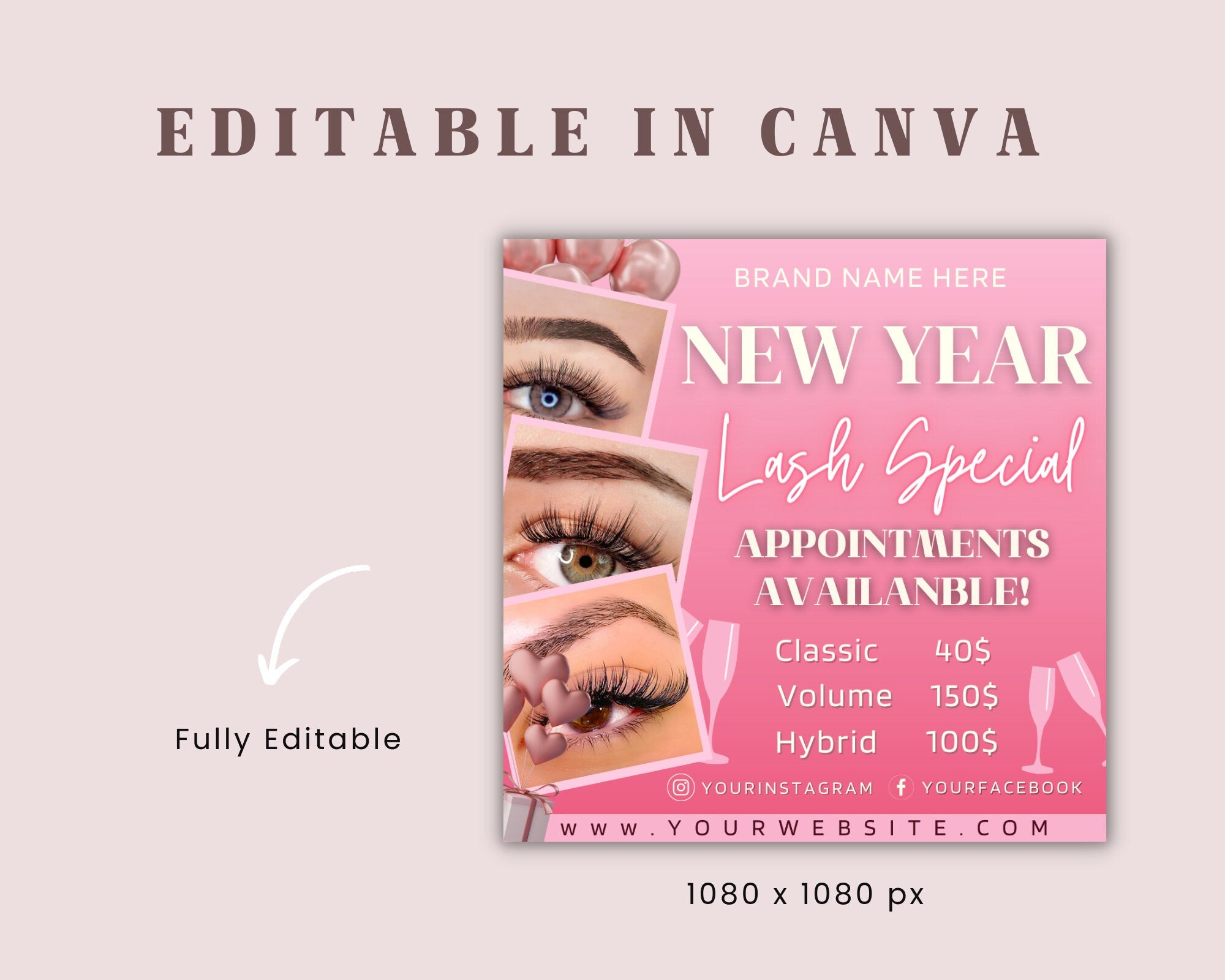 New Year Book Now Flyer, Lash Booking Flyer, Appointment Flyer, Lash Flyer, Book Now Flyer, New Year Booking, New Year Flyer, Booking Flyer