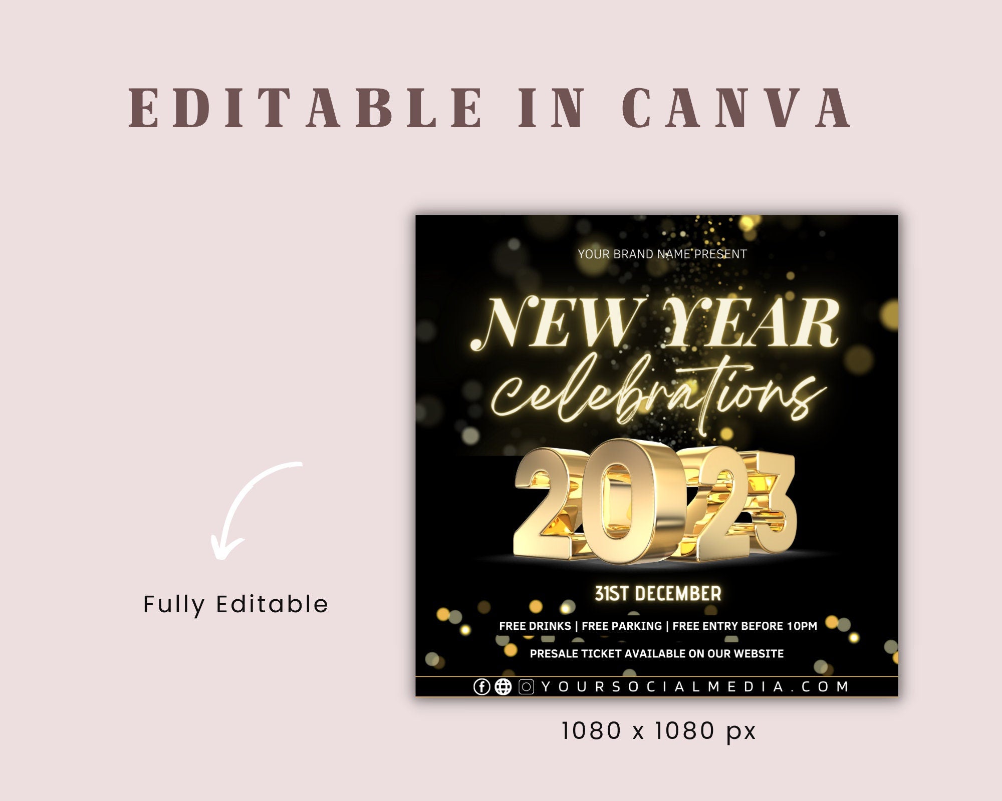 New Year Party Flyer, New Year Eve Flyer, New Year Party Flyer, Night Club, Night Club Flyer, New Years Invitation, New Years Invite