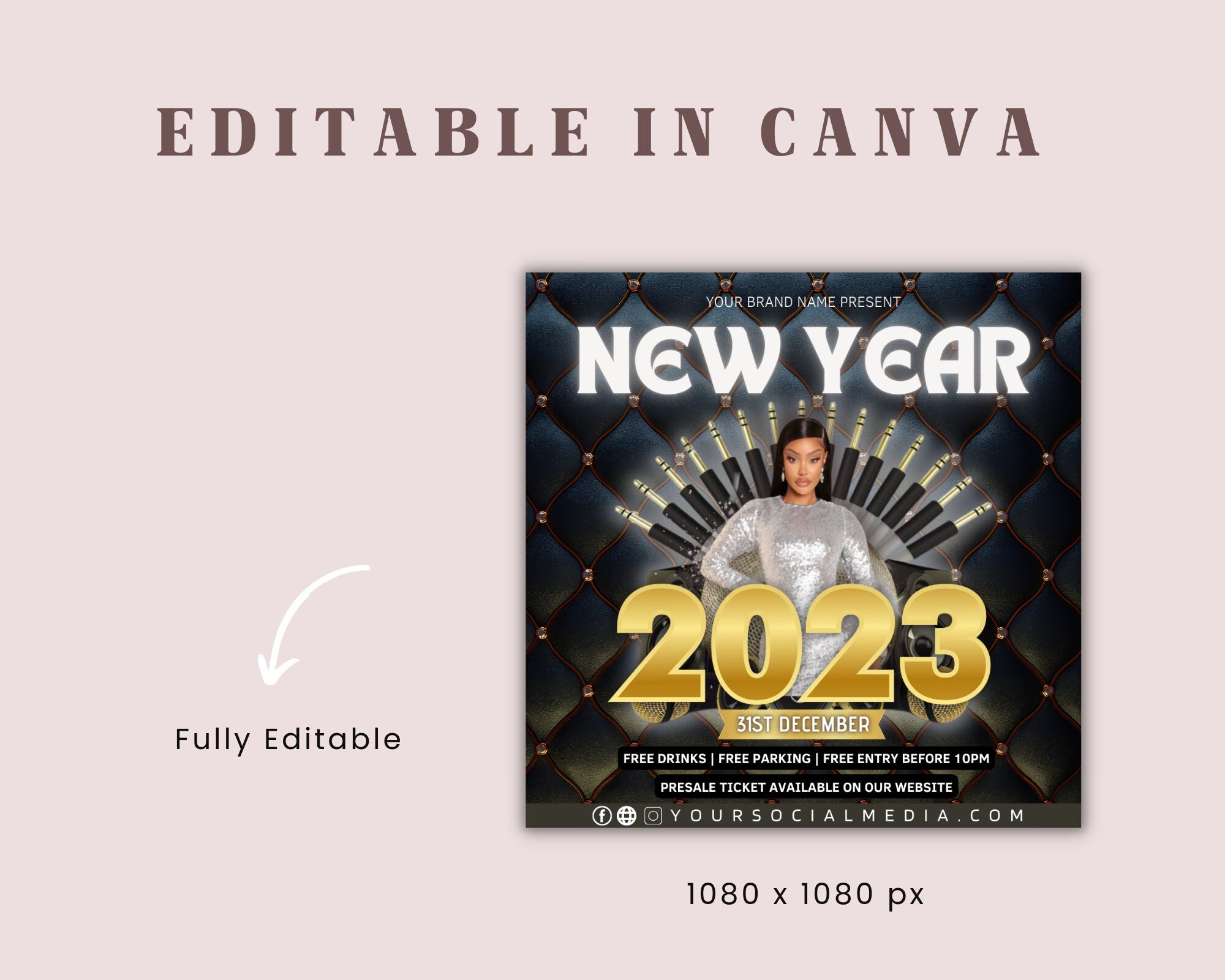 Editable New Year Party Flyer, Night Club, Night Club Flyer, New Year Eve Flyer, New Year Party Flyer, New Year Flyer, New Years Invitation