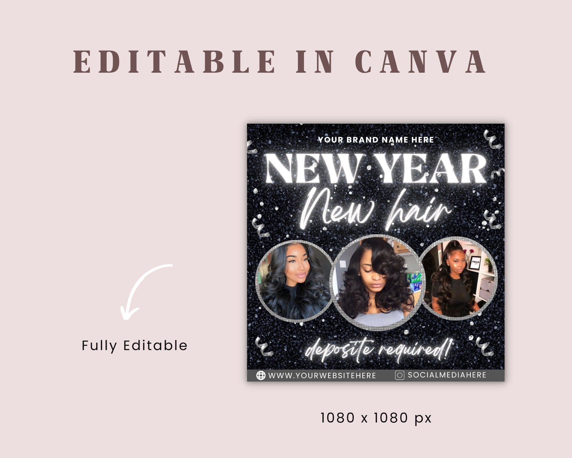 New Year New Hair Flyer, Booking Flyer, Social Media Flyer, Diy Flyer, Holiday Flyer, New Year Booking, Nye Appointment, Nye Bookings