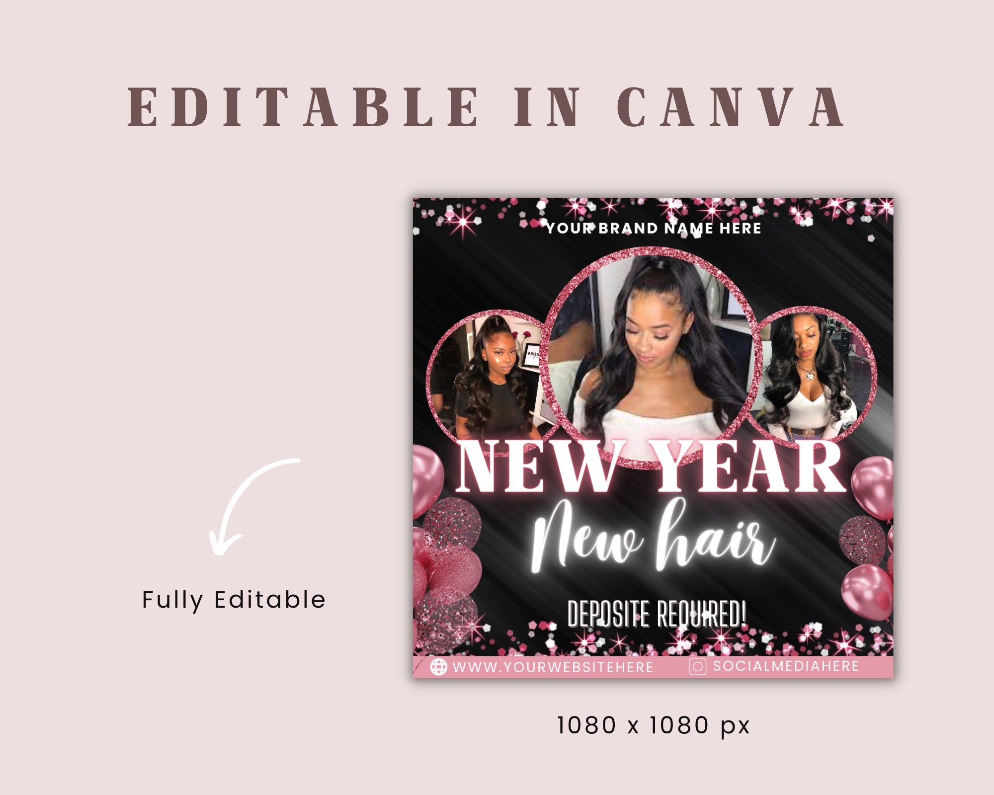 New Year Flyer, New Hair Flyer, Booking Flyer, Social Media Flyer, Diy Flyer, Holiday Flyer, New Year Booking, Instagram Post,Book Now Flyer