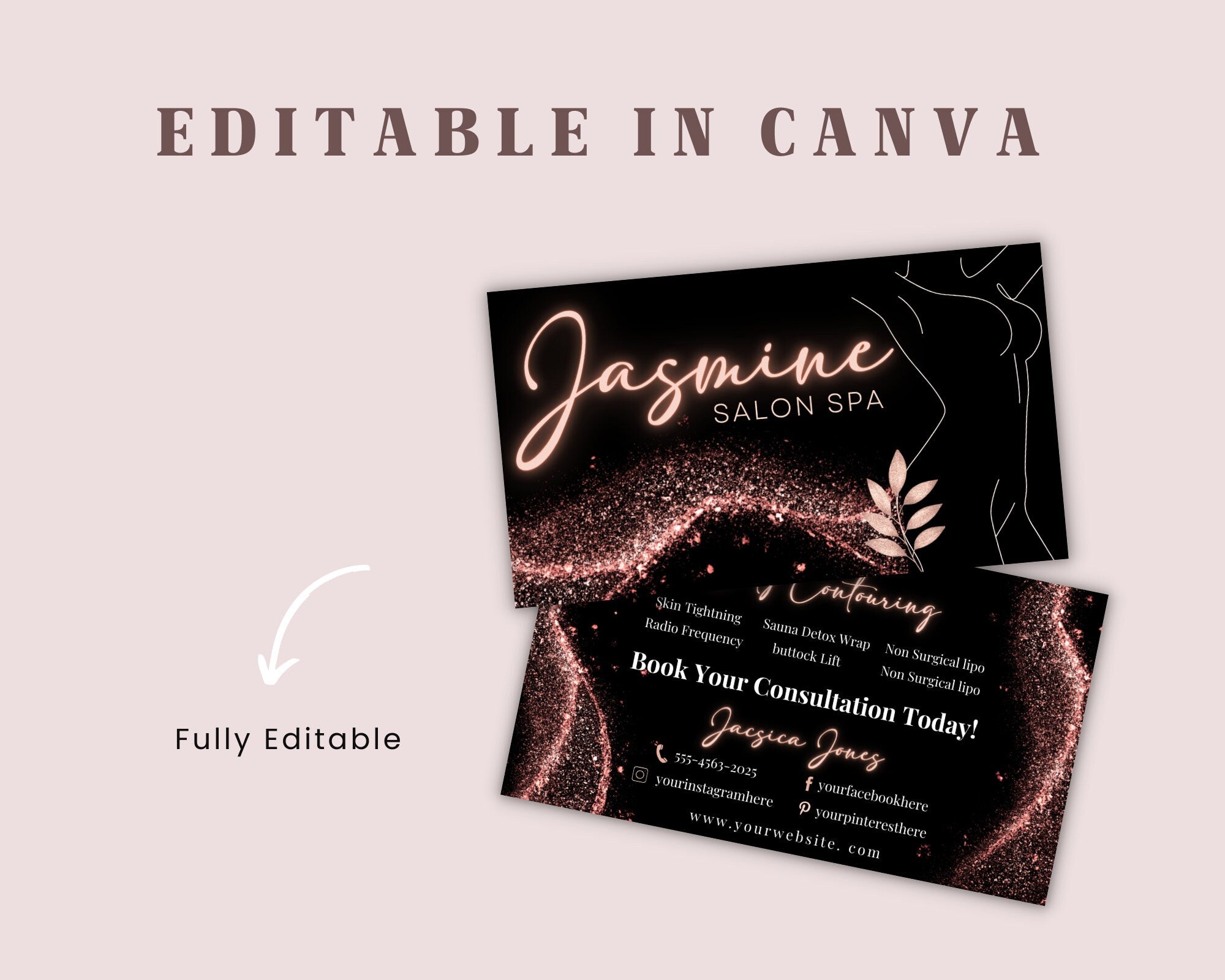 DIY Body Contouring Business Card, Body Contouring Business Card, Spa Business Card, Body Sculpting Business Card