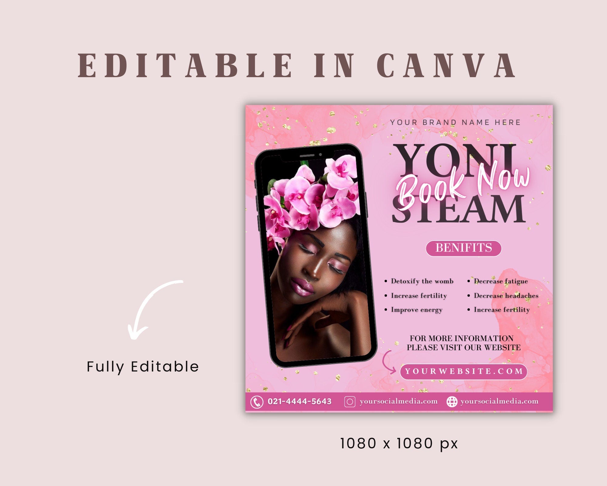Feminine Care Flyer, Yoni Steam Flyer, Feminine Care Products, Feminine Hygiene Template, Vaginal Care Flyer, Sip And Steam Flyer