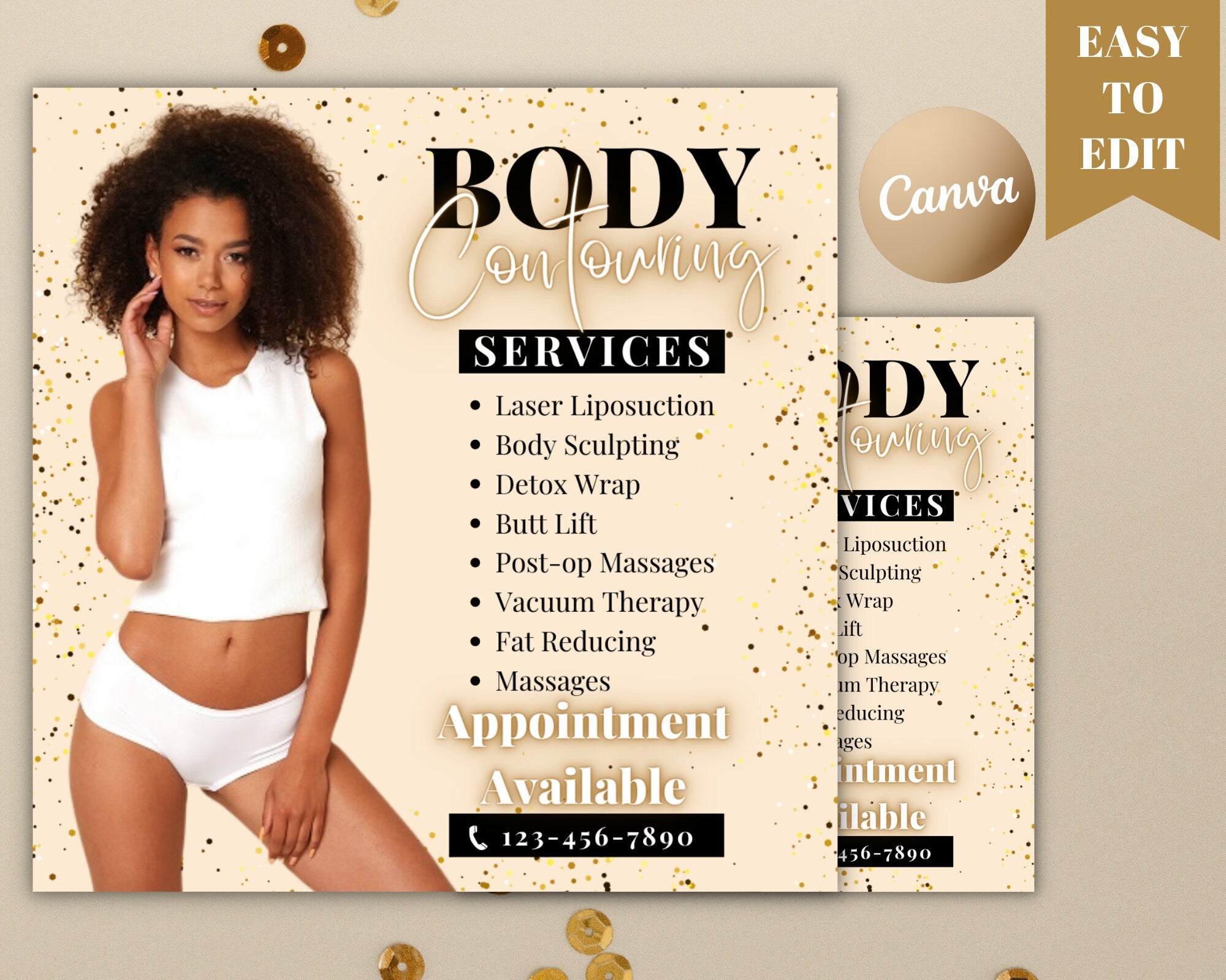 Body Contour Flyer, Body Contouring Flyer, DIY Flyer Template, Body Spa Flyer, Body Sculpting Flyer, Social Media Flyer
