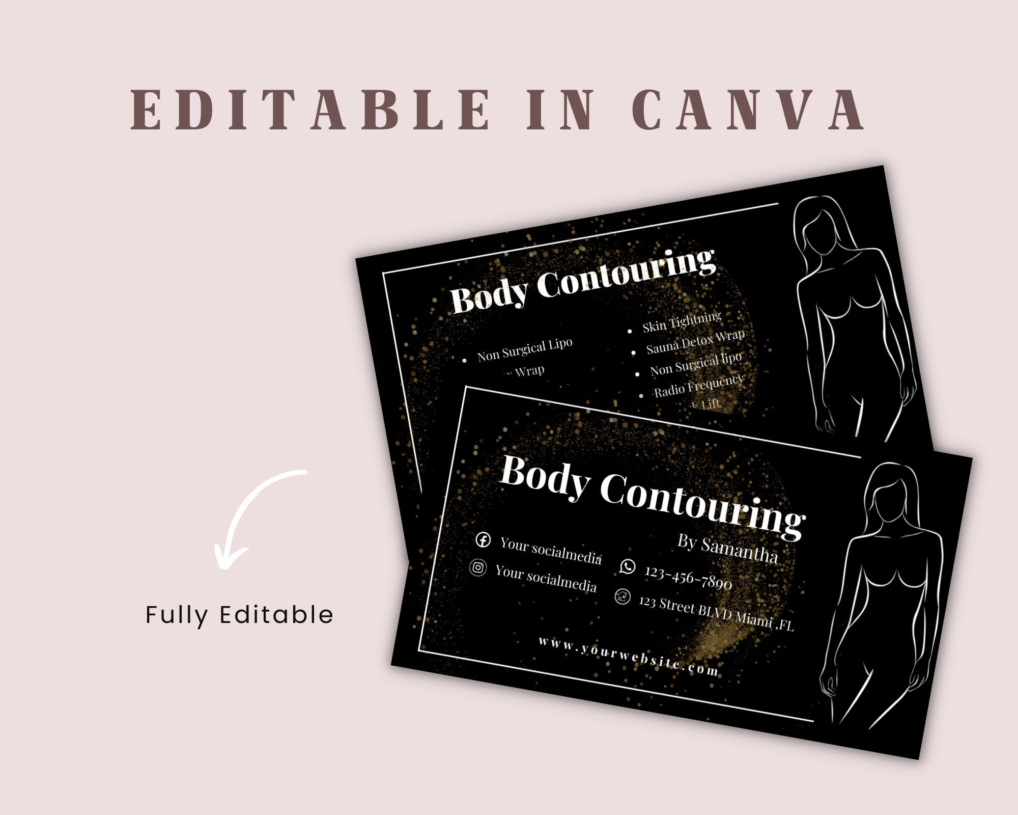 Body Contouring Business Card, Spa Business Card, Body Sculpting Business Card, DIY Body Contouring Business Card