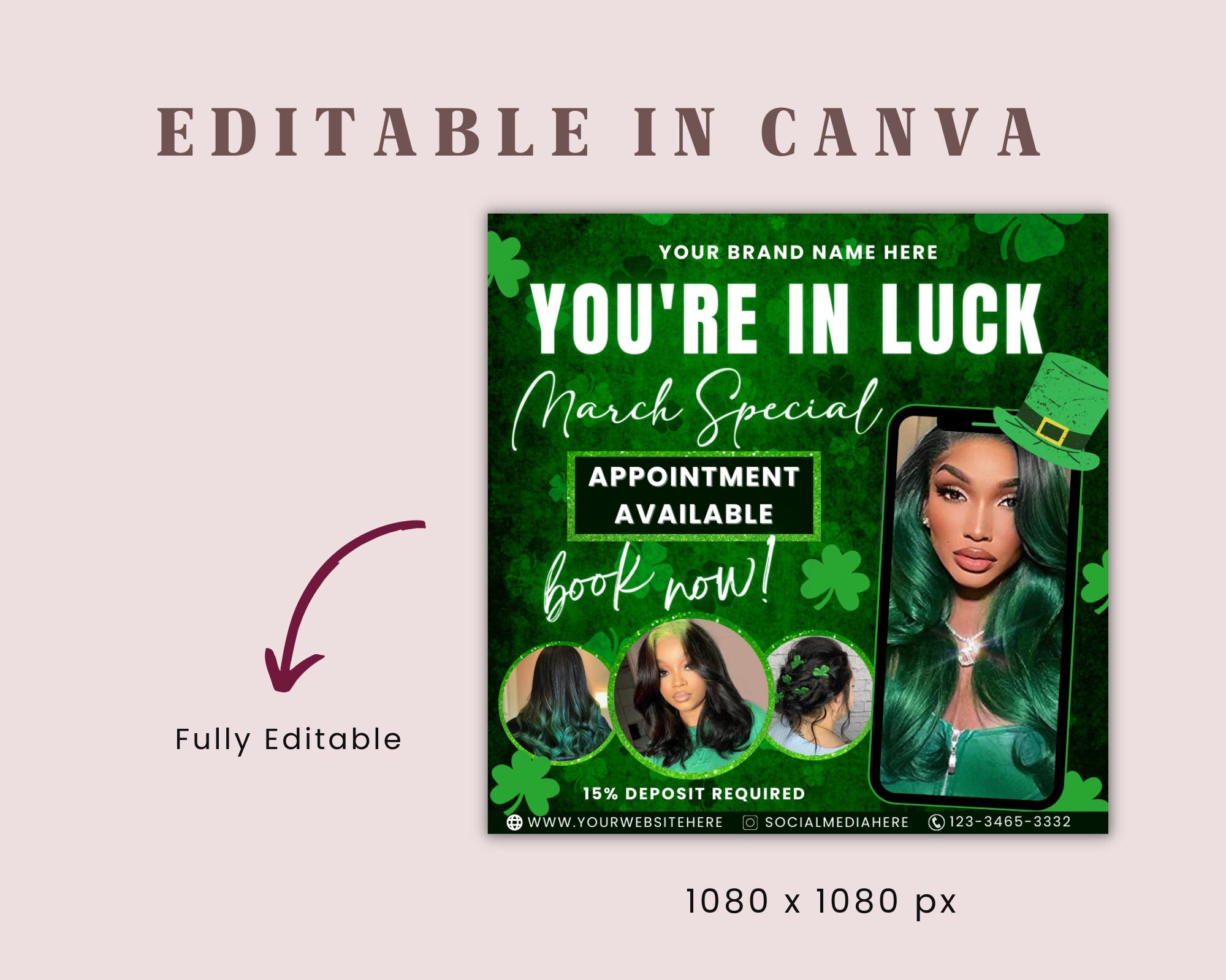 March Appointment Flyer | Book Now Flyer | March Booking Flyer Hairstylist | MUA | Lash | Nails | Editable Flyer | Social Media Template