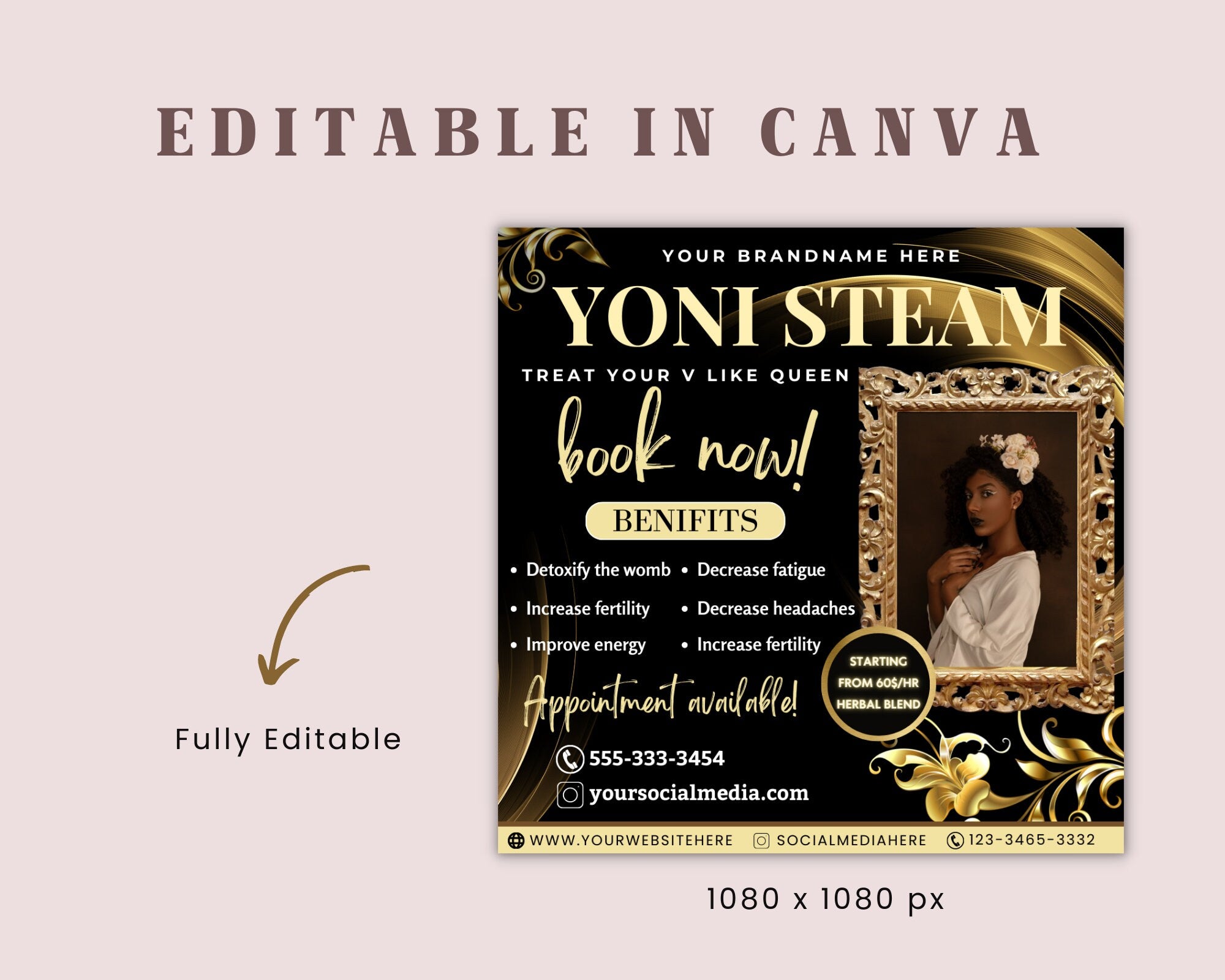 Feminine Hygiene Template, Yoni Steam Flyer, Feminine Care Products, Feminine Care Flyer, Vaginal Care Flyer, Sip And Steam Flyer