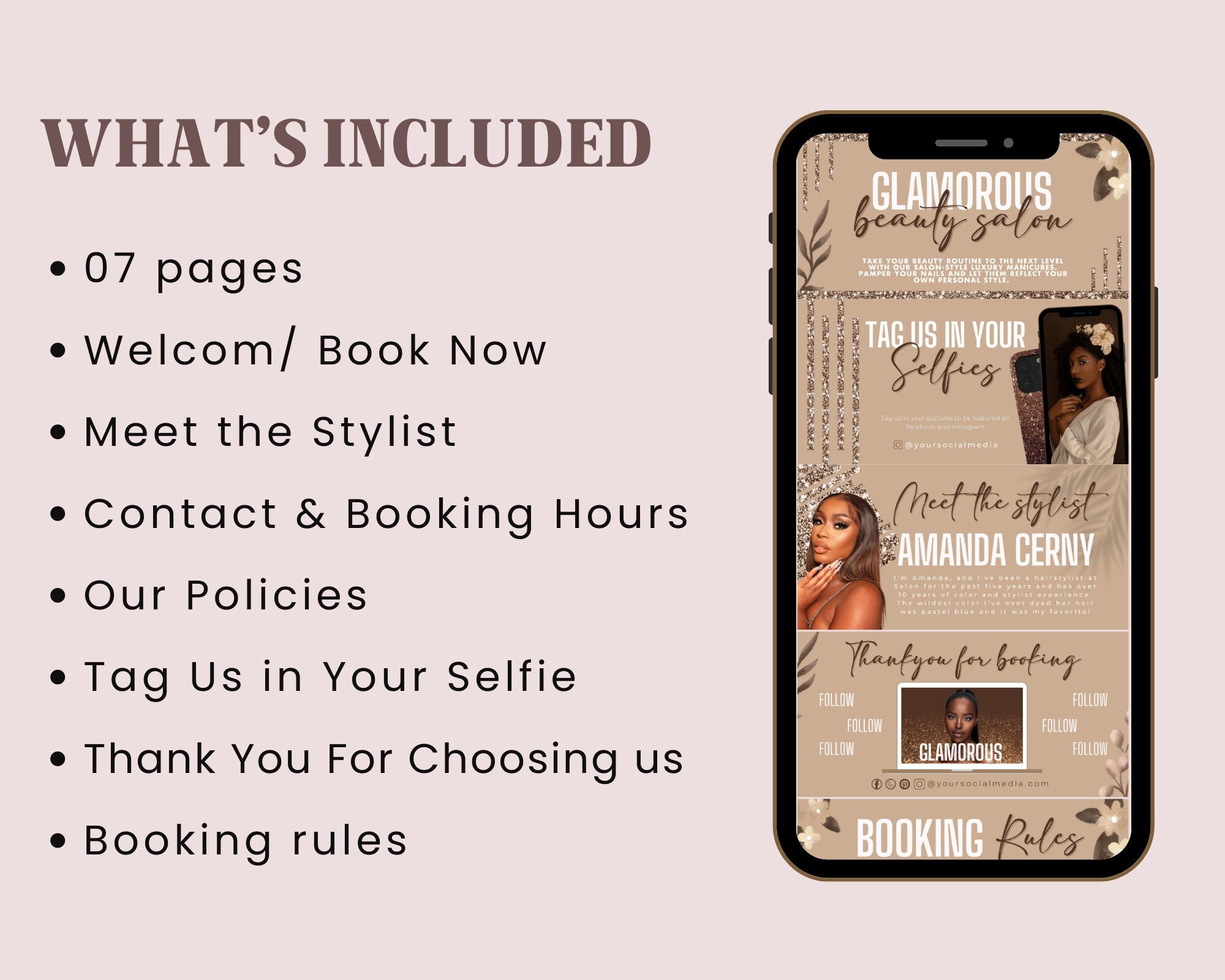 Acuity Scheduling Template Brown | Editable Canva Template | Hair Stylist, Diy Acuity Template, Makeup, Lashes, Nail Tech DIY