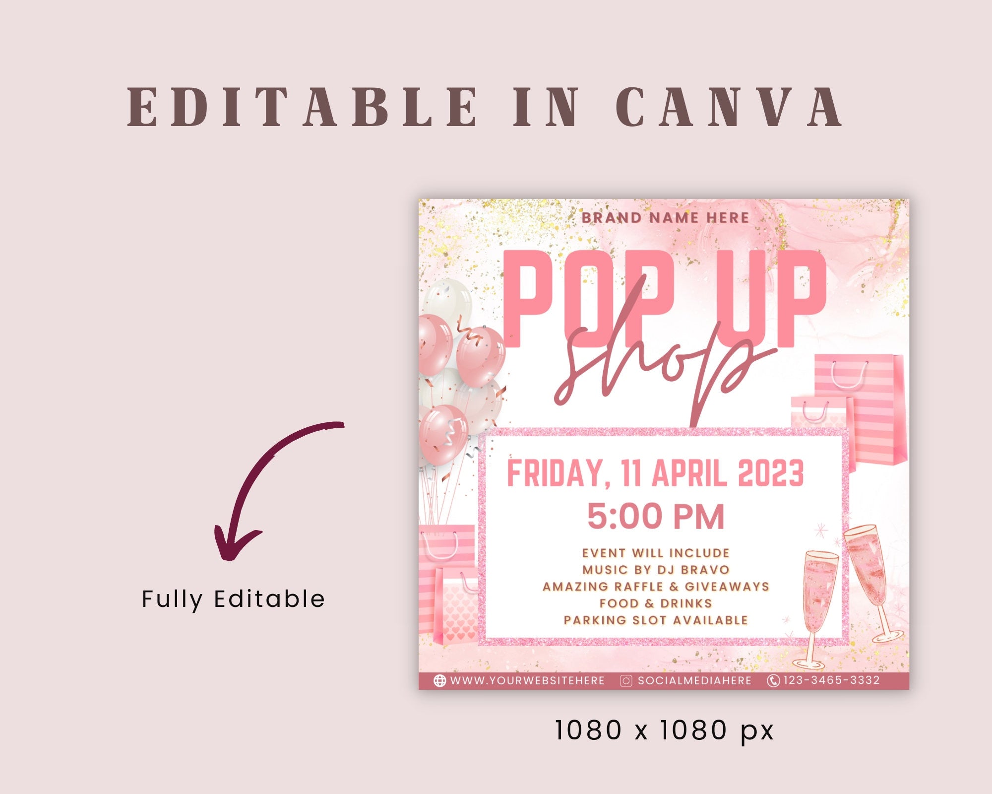 Pop Up Shop Flyer, Pop up shop Template, DIY Pop Up Shop Flyer, E-flyer, Social Media Flyer, Premade Flyer, Canva Flyer Template