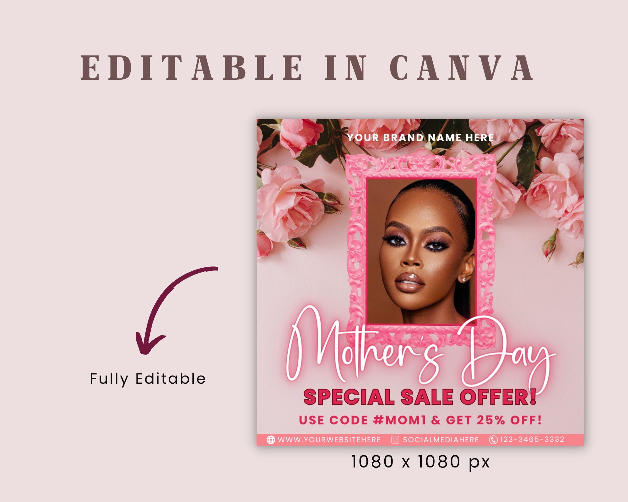 Mother's Day Sale Flyer | DIY | Book Now | Appointments Available | Social Media | Instagram | Hair | Makeup | Lash | MUA | Canva Template