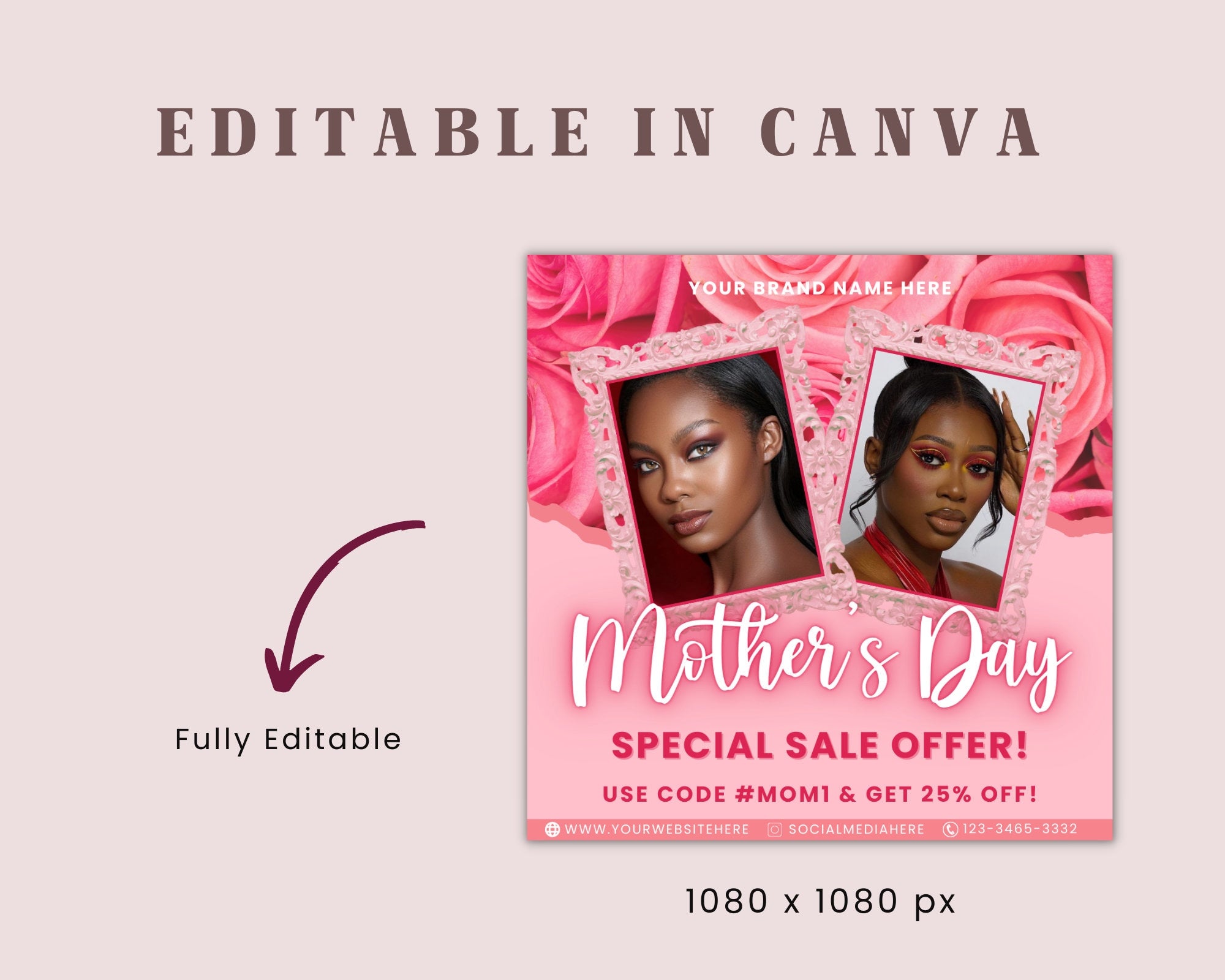 Mother's Day Flyer template, Book Now Flyer, Social Media Engagement Templates, Mothers Day Sale, Instagram Flyer, Boutique, Hair, Lashes