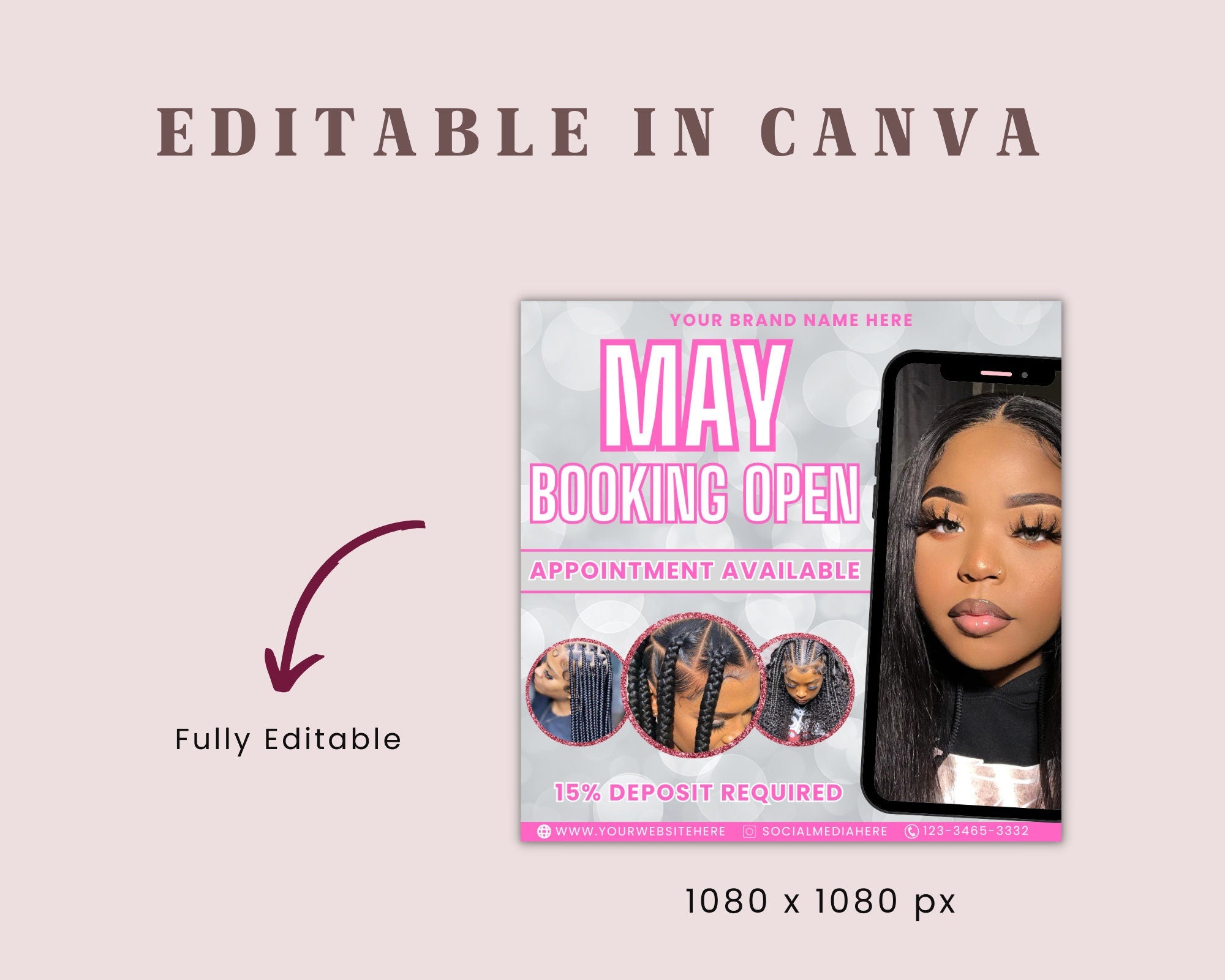 May Booking Flyer, May Bookings Open, May Social Media Bundle, Appointment Available Flyer, Hair, Nails, MUA, Lashes Flyer
