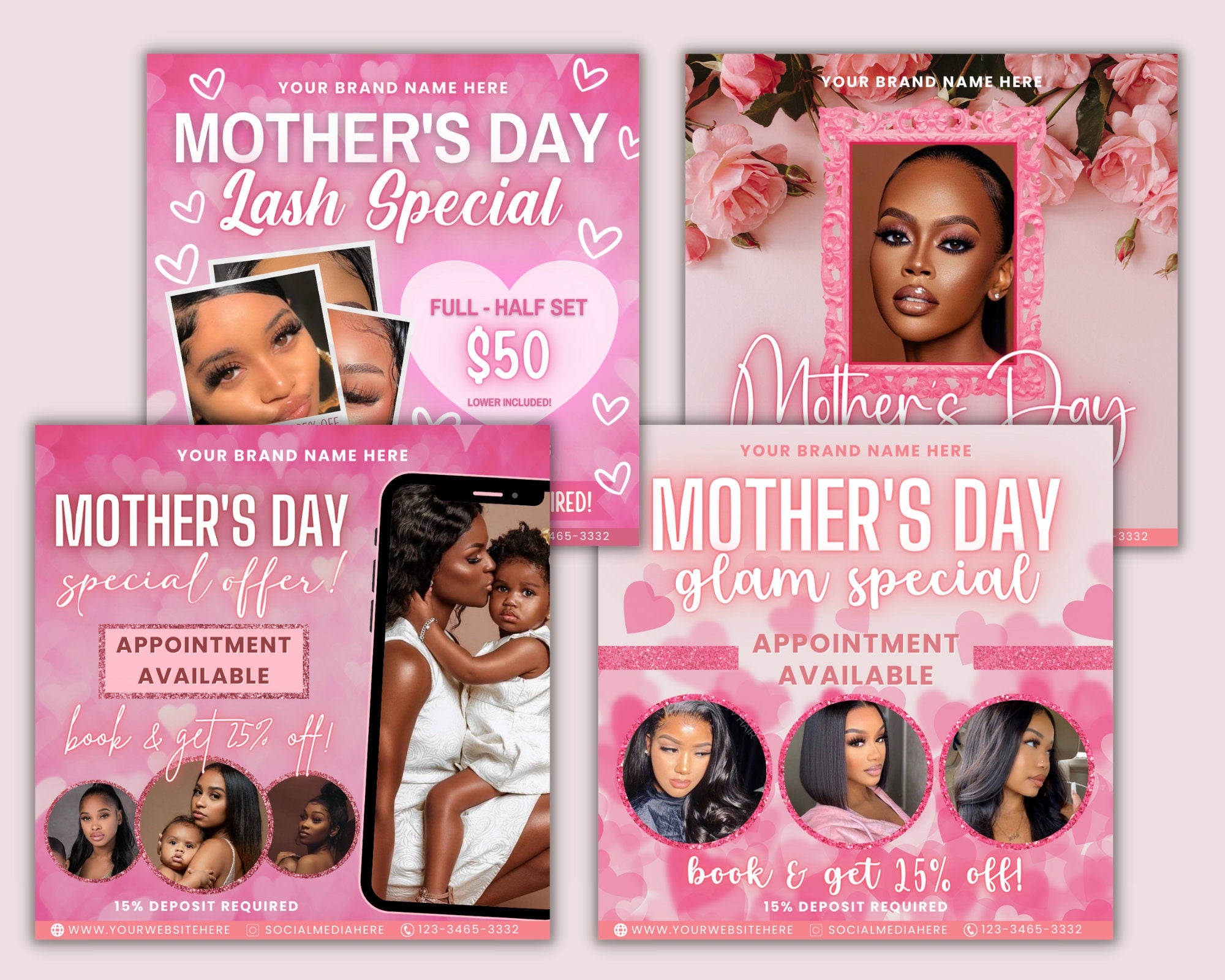 Mothers Day Flyer, Mothers Day Sale Flyer, Mothers Day Special Flyer, Bundel of 4 Mothers Day Flyer, Mothers Day Hair Flyer, Flyer