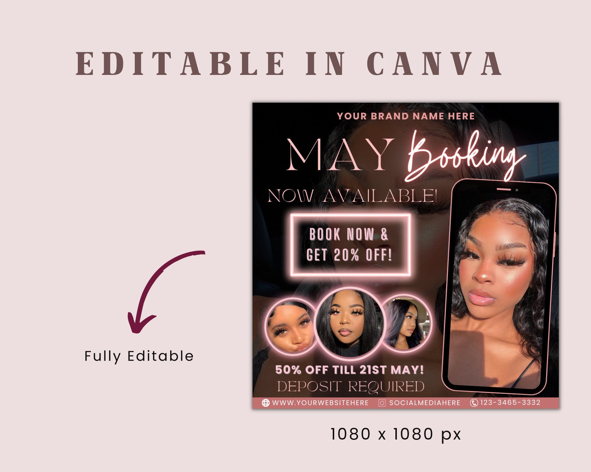 May Bookings Flyer, May Bookings Available, May Appointment Flyer, Spring Flyer, Hair, Nails, Makeup, Lashes