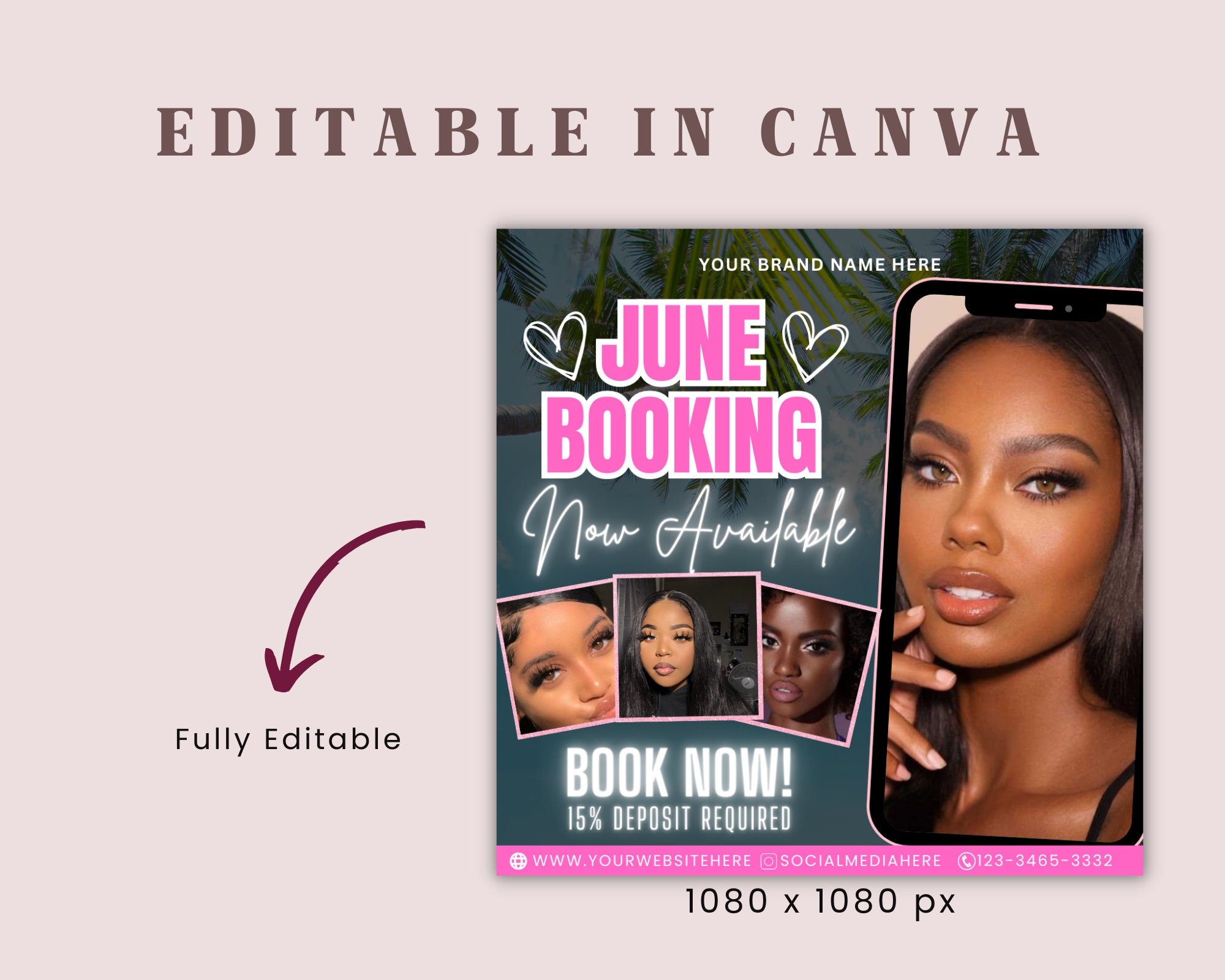 June Booking Flyer, Braids Flyer, June Bookings Open, Knotless Braids, June Appointments Available, Summer Flyer, Social Media Flyer