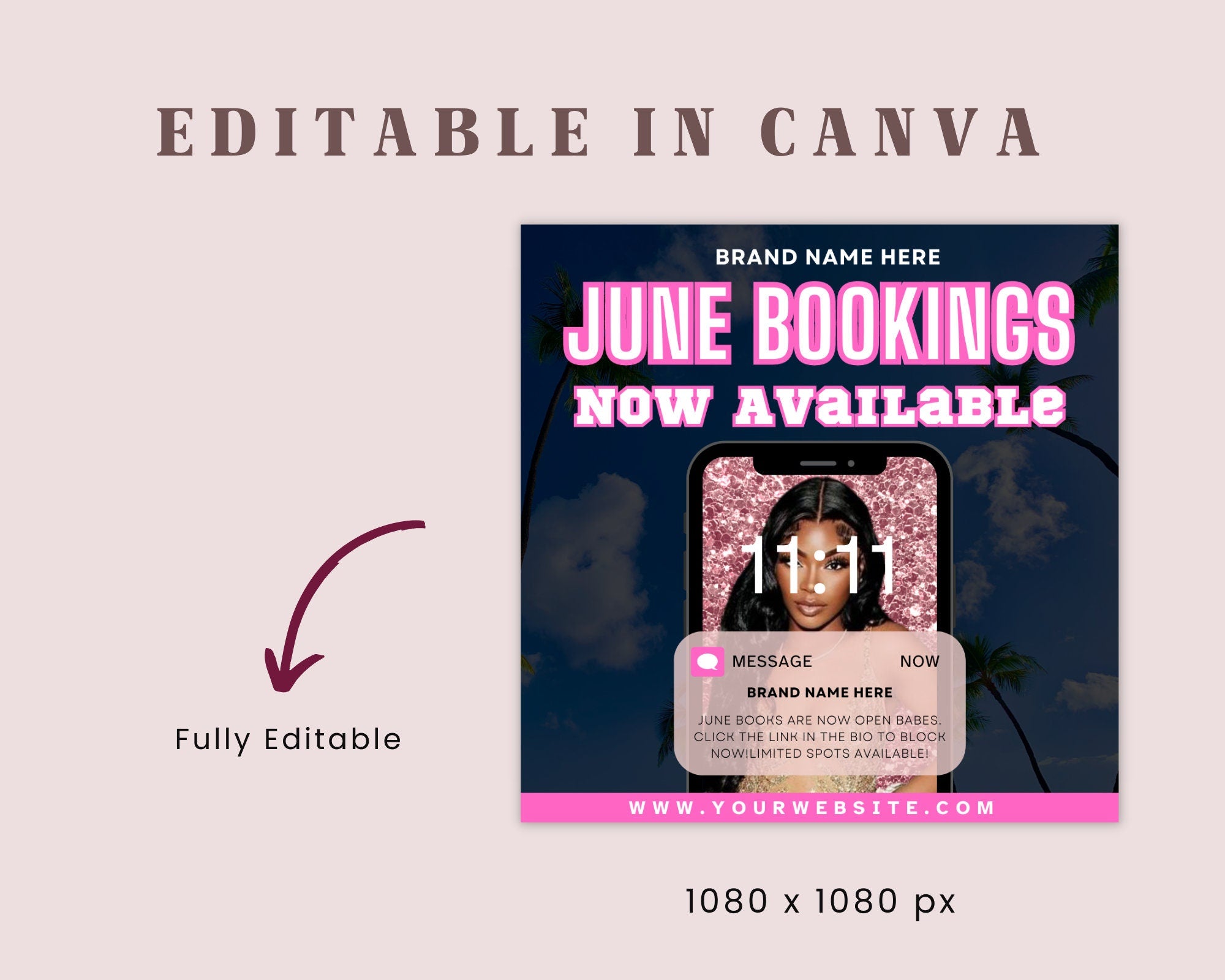 June Booking Flyer, Hair Flyer, June Bookings Open, June Appointments Available, Summer Flyer, June Books Open, Social Media  Flyer Template