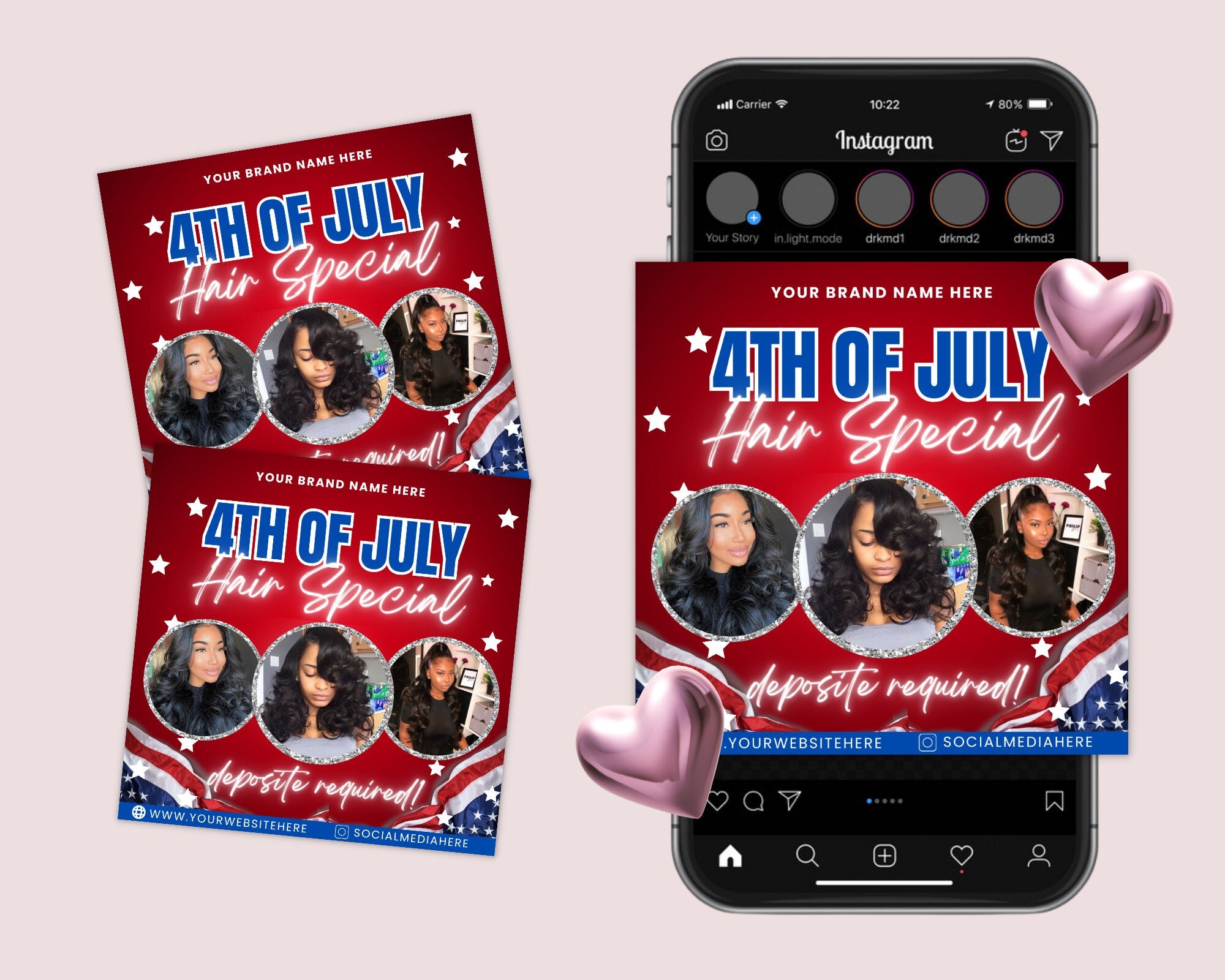 4th of July Flyer, 4th of July Hair Deals Flyer, Independence Day Flyer, DIY Flyer Template, Social Media Post, Canva Flyer,Instant Download
