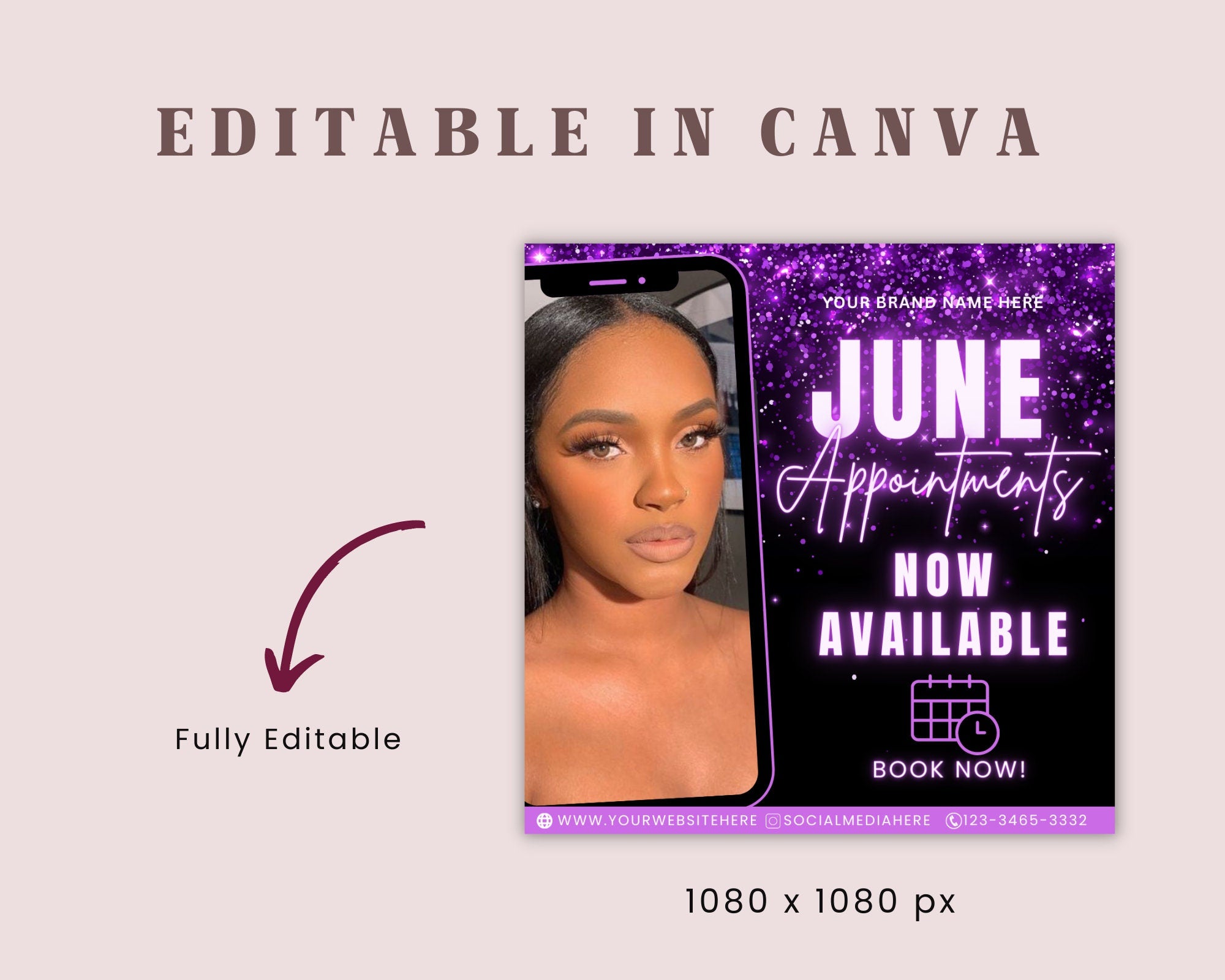 June Booking Flyer, Nail Flyer, Book Now Flyer, June Appointments Available, Nail Tech flyer, Nail Salon Flyer, Social Media Flyer