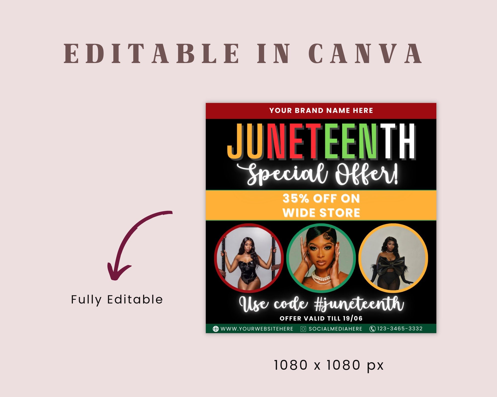 Juneteenth Flyer, Juneteenth Sale Flyer, Editable Flyer Template, Juneteenth Wig Sale Flyer, Knotless Braids Flyer, Juneteenth Celebration