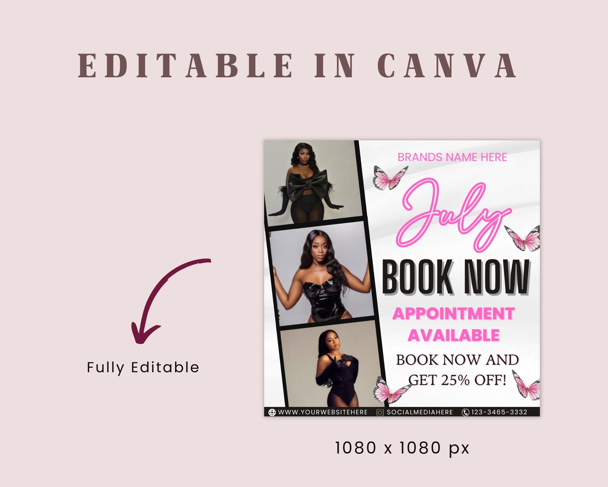 July Booking Flyer, Book Now Flyer, DIY Summer Flyer, Summer Sale Flyer, Social Media Flyer, Canva Flyer Template, Printable and Editable