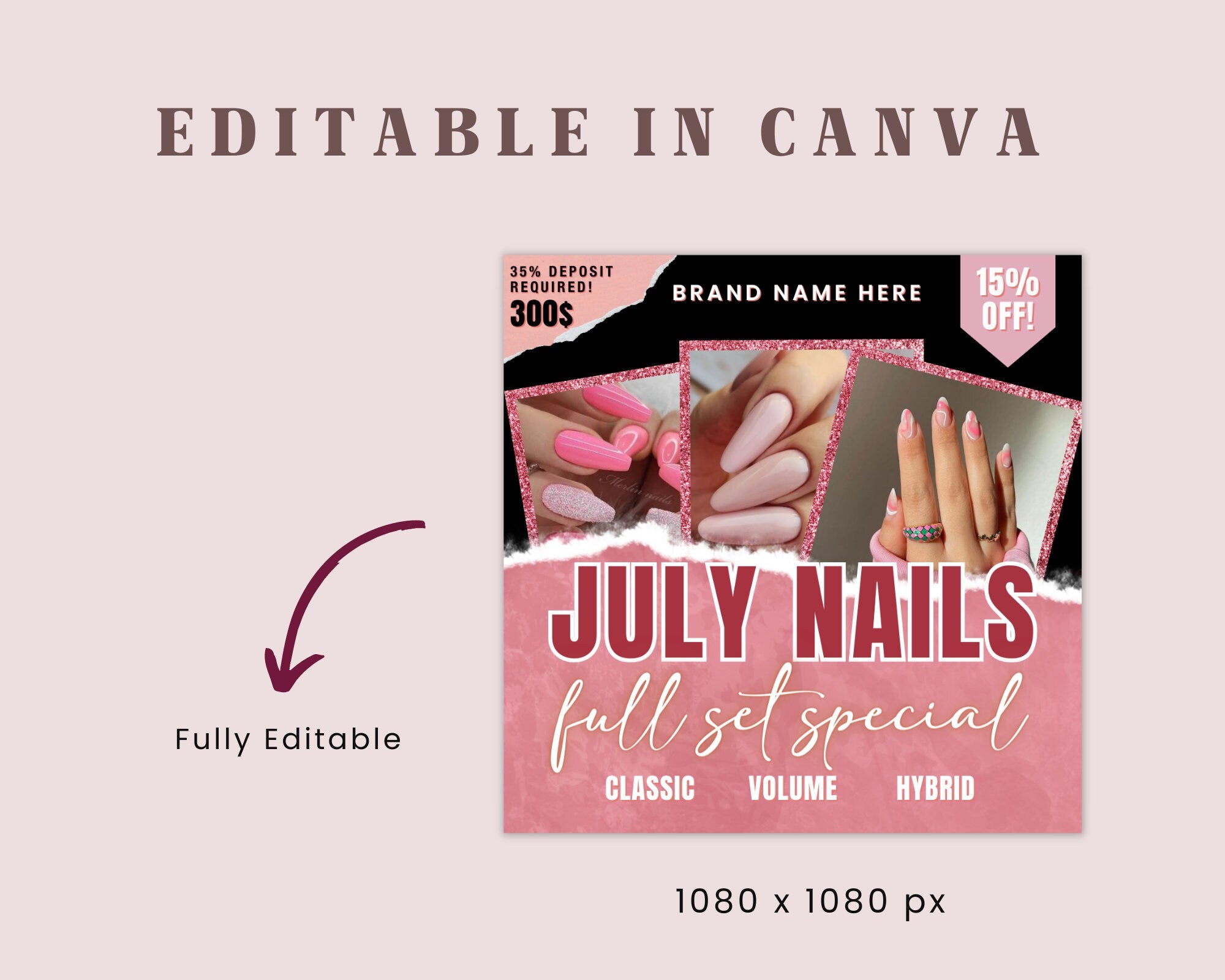 July Booking Flyer, Nail Special Flyer, DIY Summer Flyer, Summer Sale Flyer, Social Media Flyer, Canva Flyer Template, Digital Download