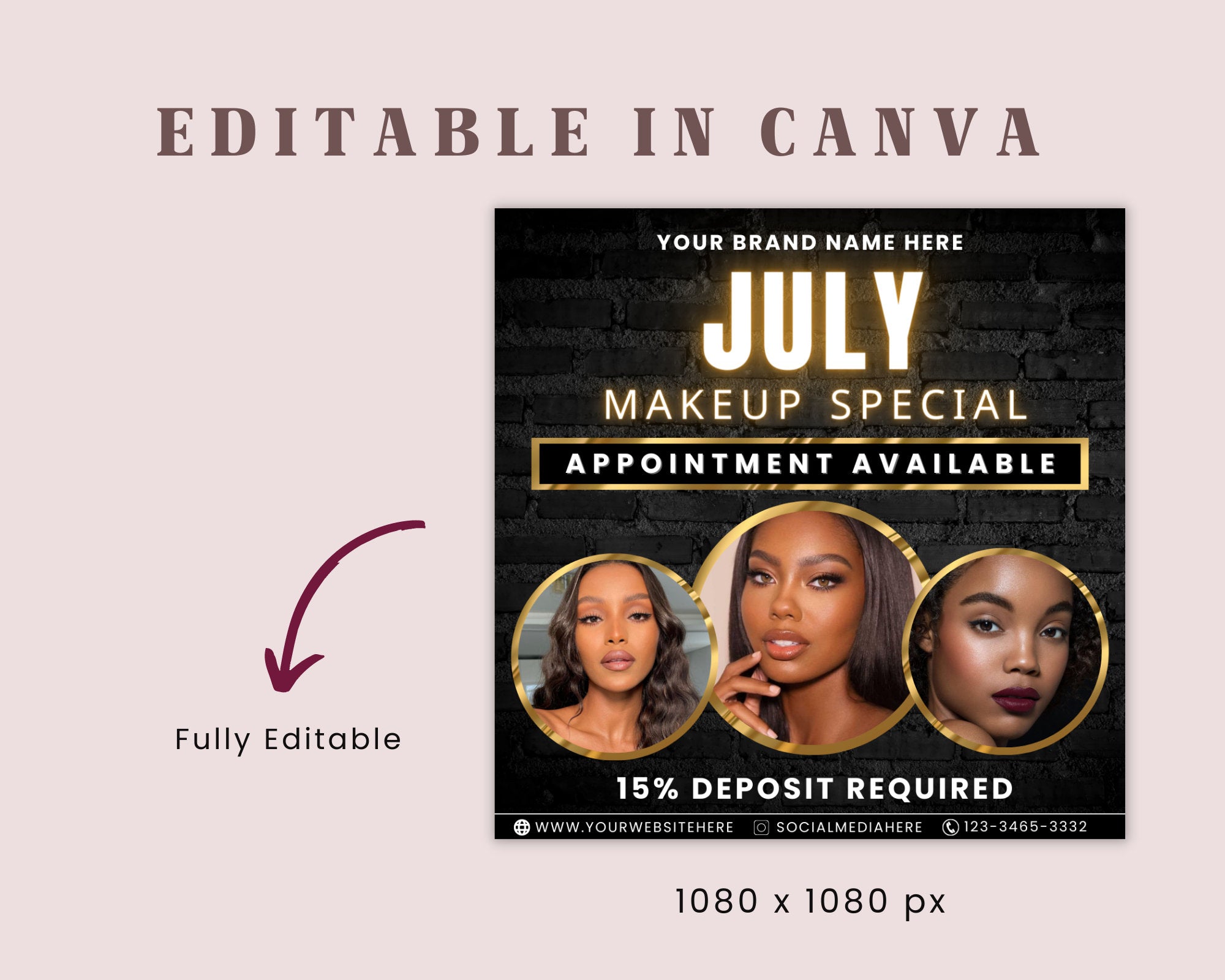 July Booking Flyer, Makeup Special Flyer, DIY Summer Flyer, Summer Sale Flyer, Social Media Flyer, Canva Flyer Template, Digital Download