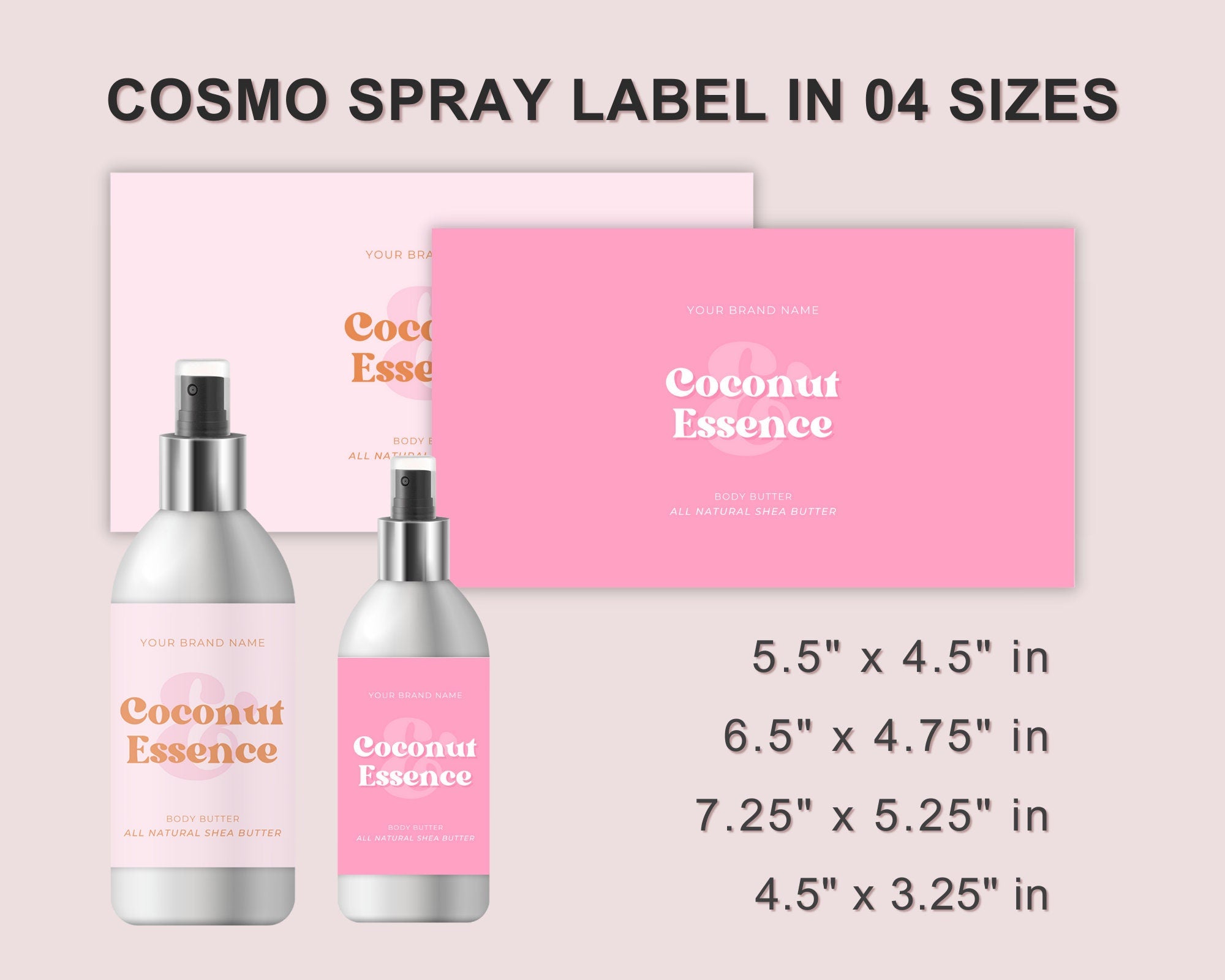 Cosmetic Branding Bundle Stylish Cosmetic Product Label Template Editable Cosmetic BUNDLE Skincare Label, Thankyou cards, Price Lists, CANVA