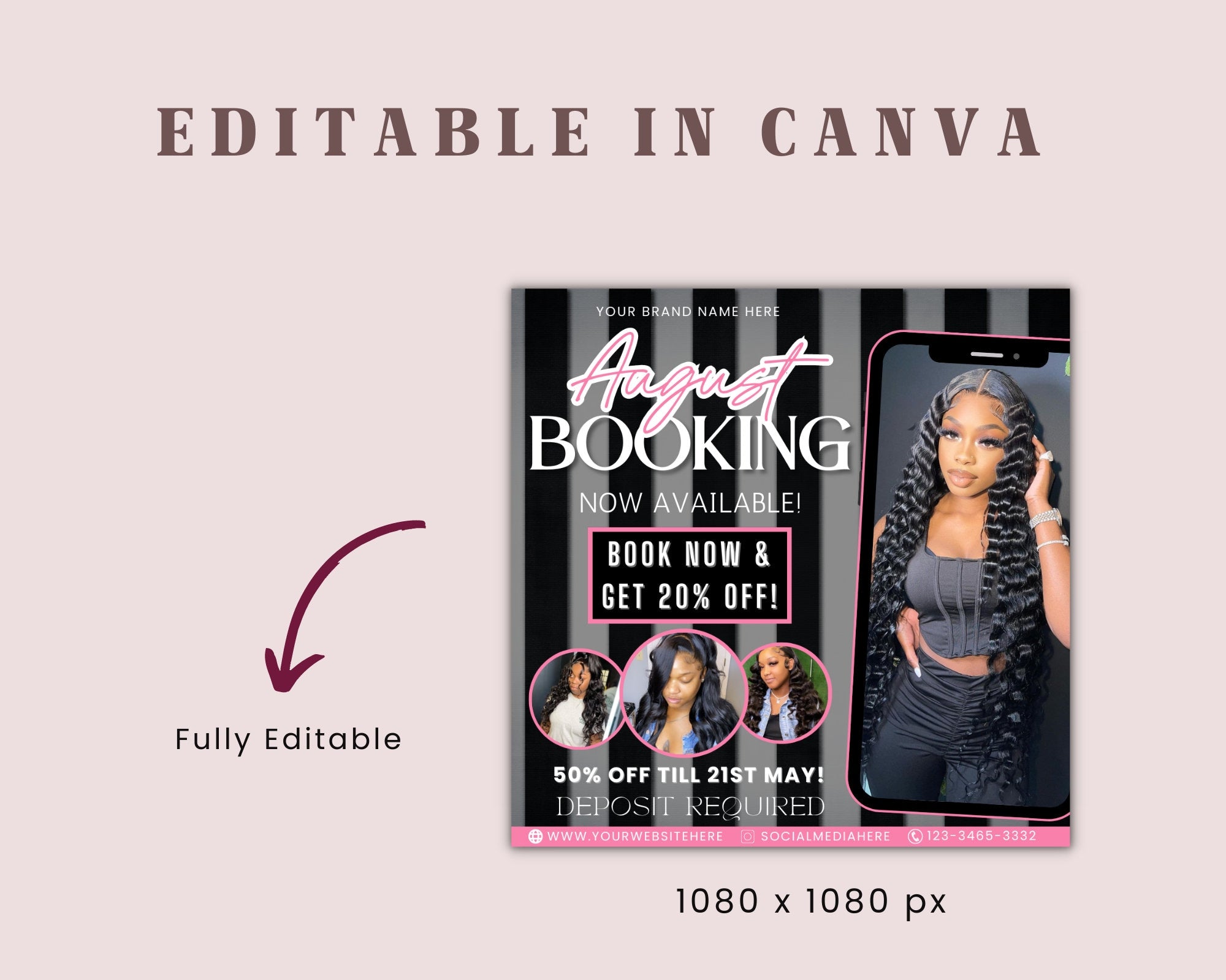 August Bookings Flyer, August Bookings Available, Hair Flyer, August Appointment Flyer, August Calendar Flyer, Makeup, Booking Flyer