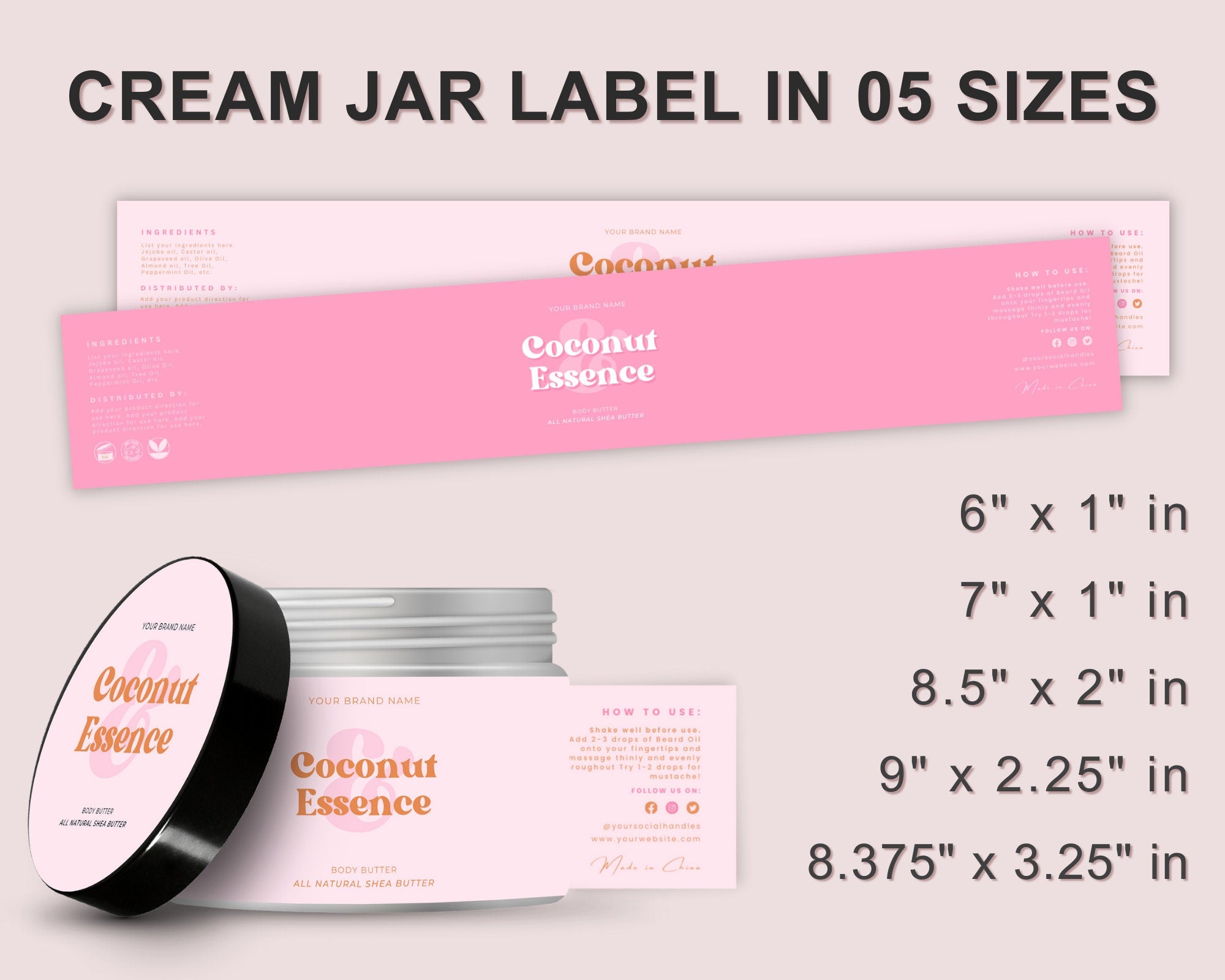 Cosmetic Branding Bundle Stylish Cosmetic Product Label Template Editable Cosmetic BUNDLE Skincare Label, Thankyou cards, Price Lists, CANVA