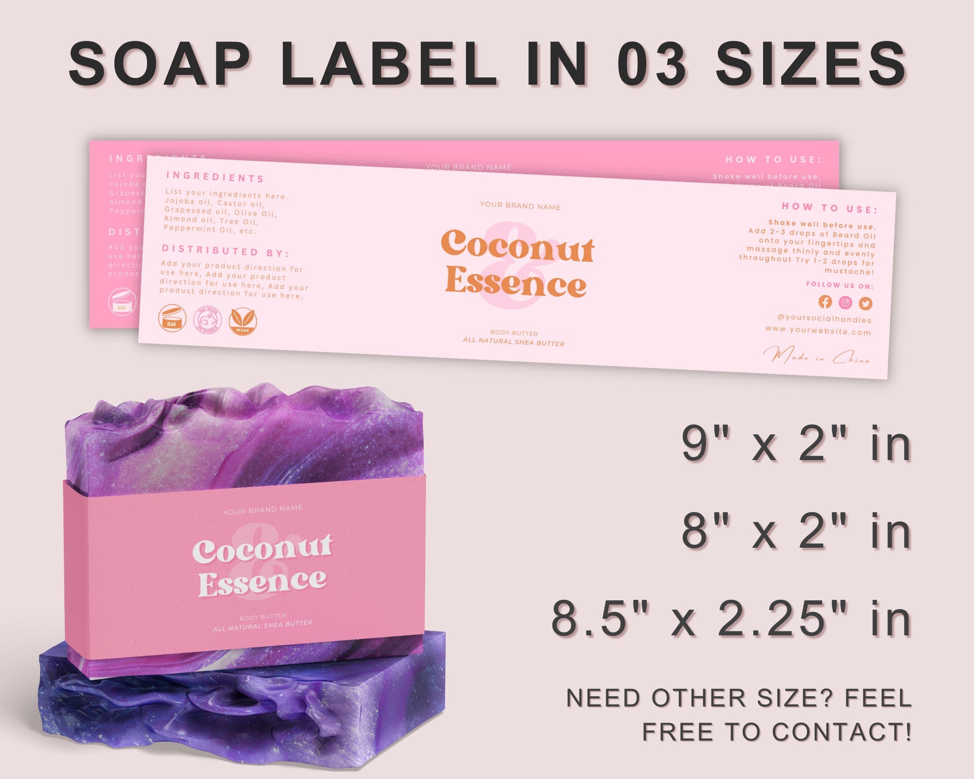 Cosmetic Branding Bundle Stylish Cosmetic Product Label Template Editable Cosmetic BUNDLE Skincare Label, Thankyou cards, Price Lists, CANVA